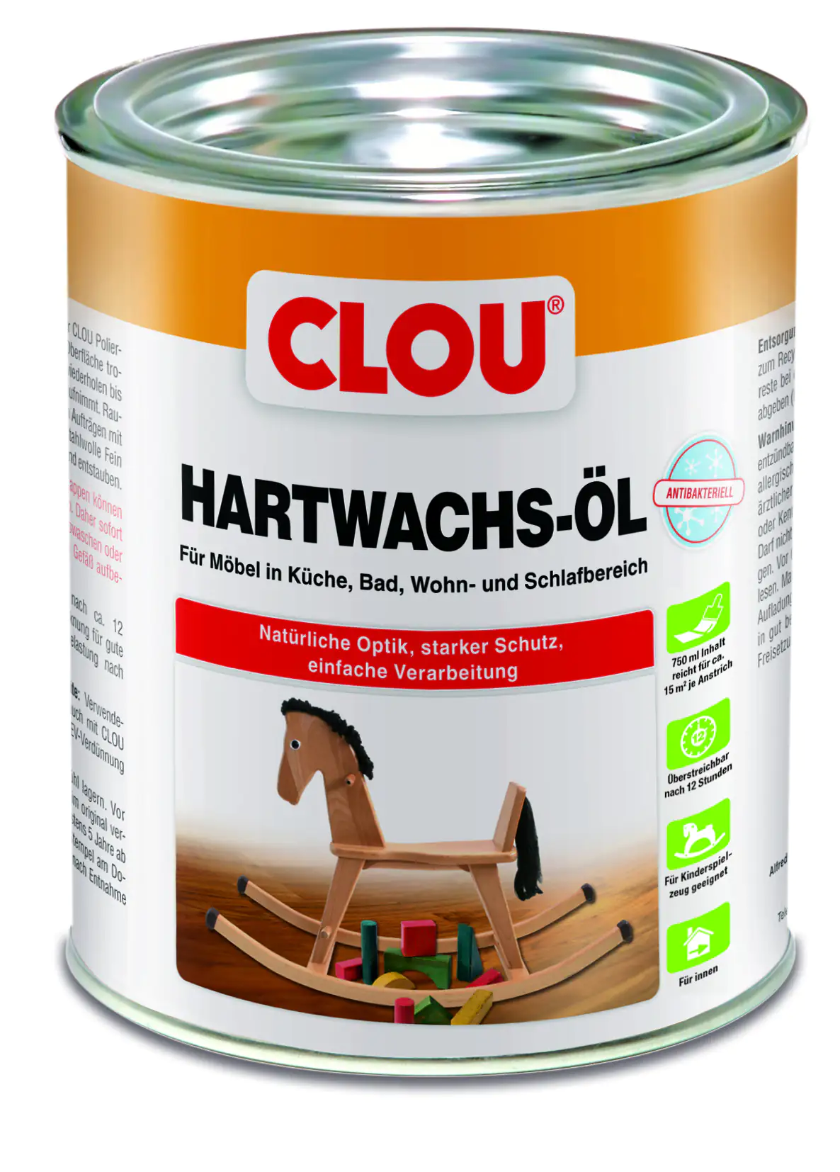 Clou Hartwachs Öl antibakteriell 750 ml