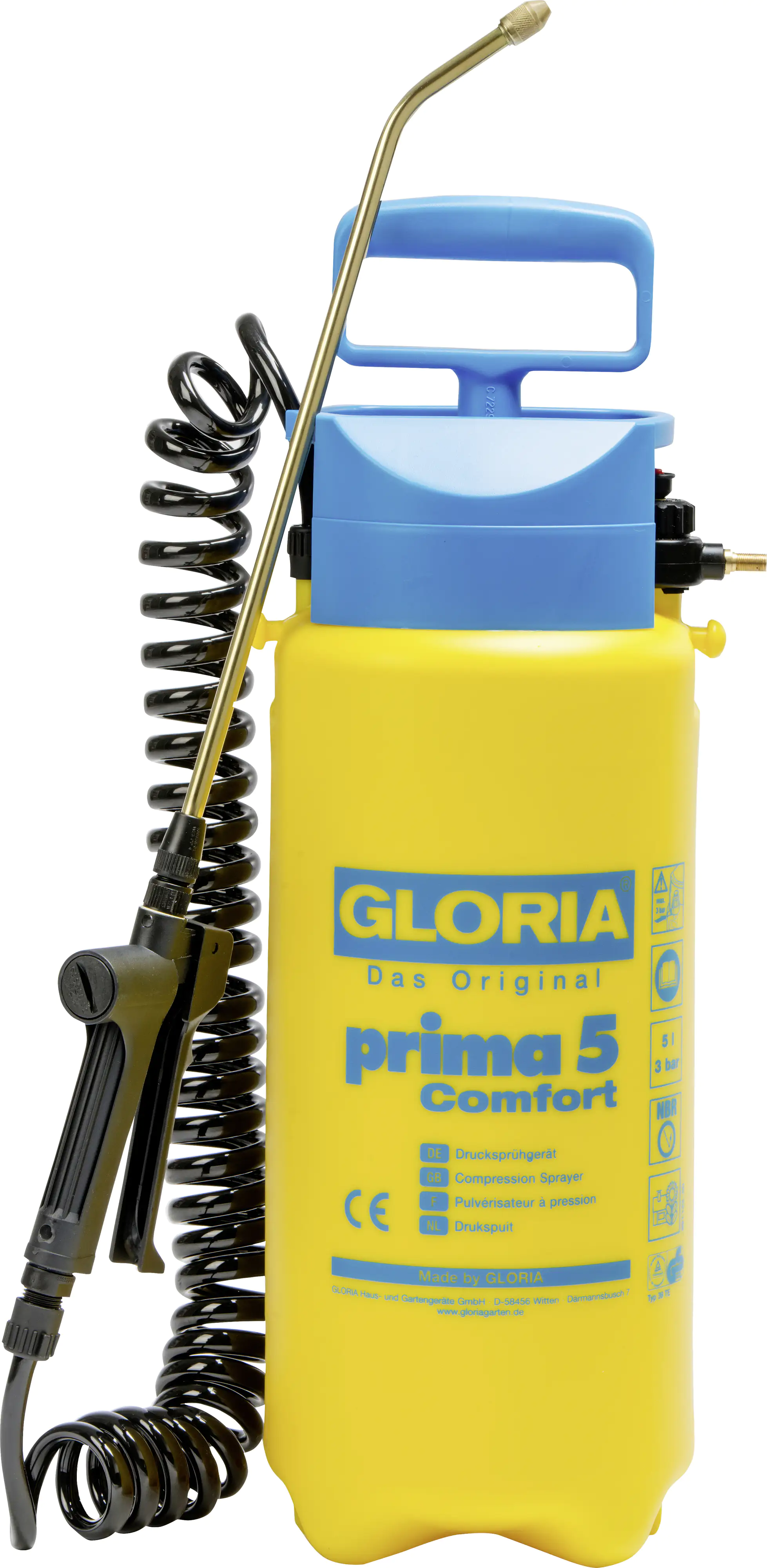 Gloria Drucksprühgerät Prima 5 Comfort mit Spiralschlauch Gloria Drucksprühgerät Prima 5 Comfort mit Spiralschlauch