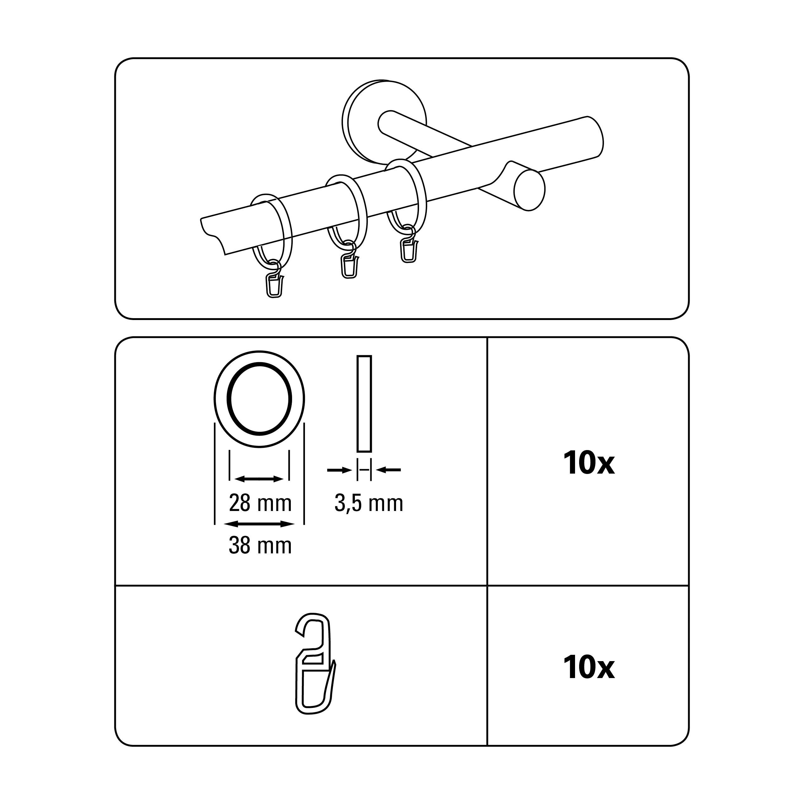 Gardinia Gardinenringe Kreta für Ø 16-20 mm weiß 10-er Pack