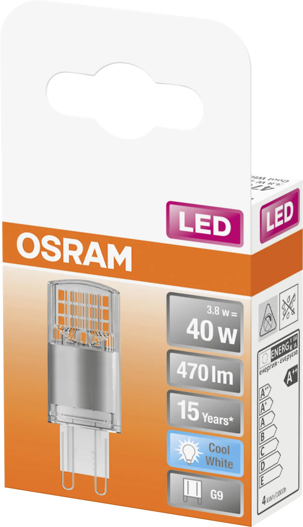 Osram LED Stiftsockellampe G9 3,8W neutralweiß, klar