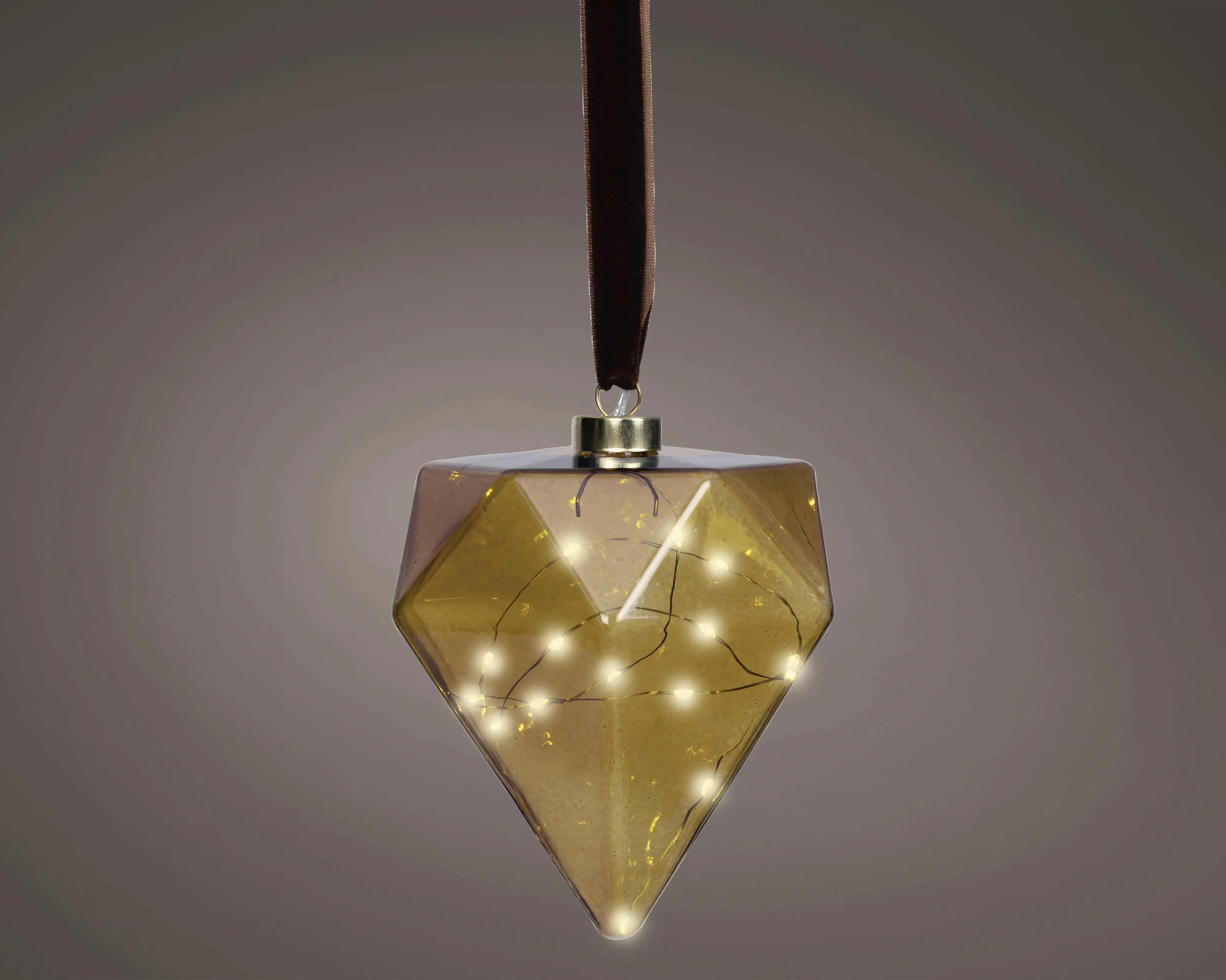 Lumineo LED Hänger batteriebetrieben Glas 15 x 15 cm warmweiß braun