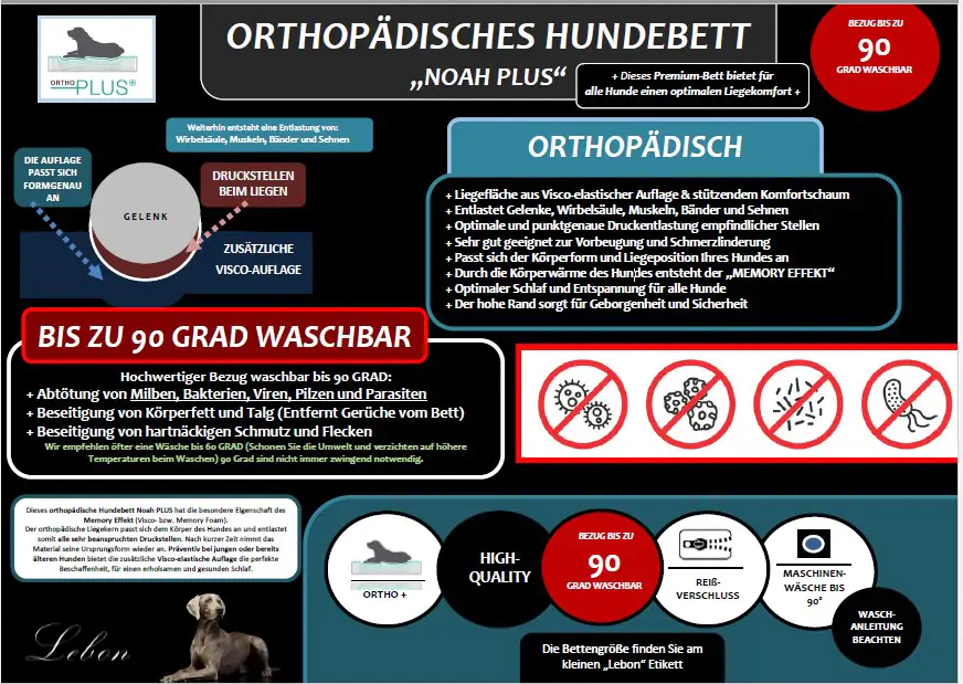 Lebon Hundebett Noah Plus eckig grau