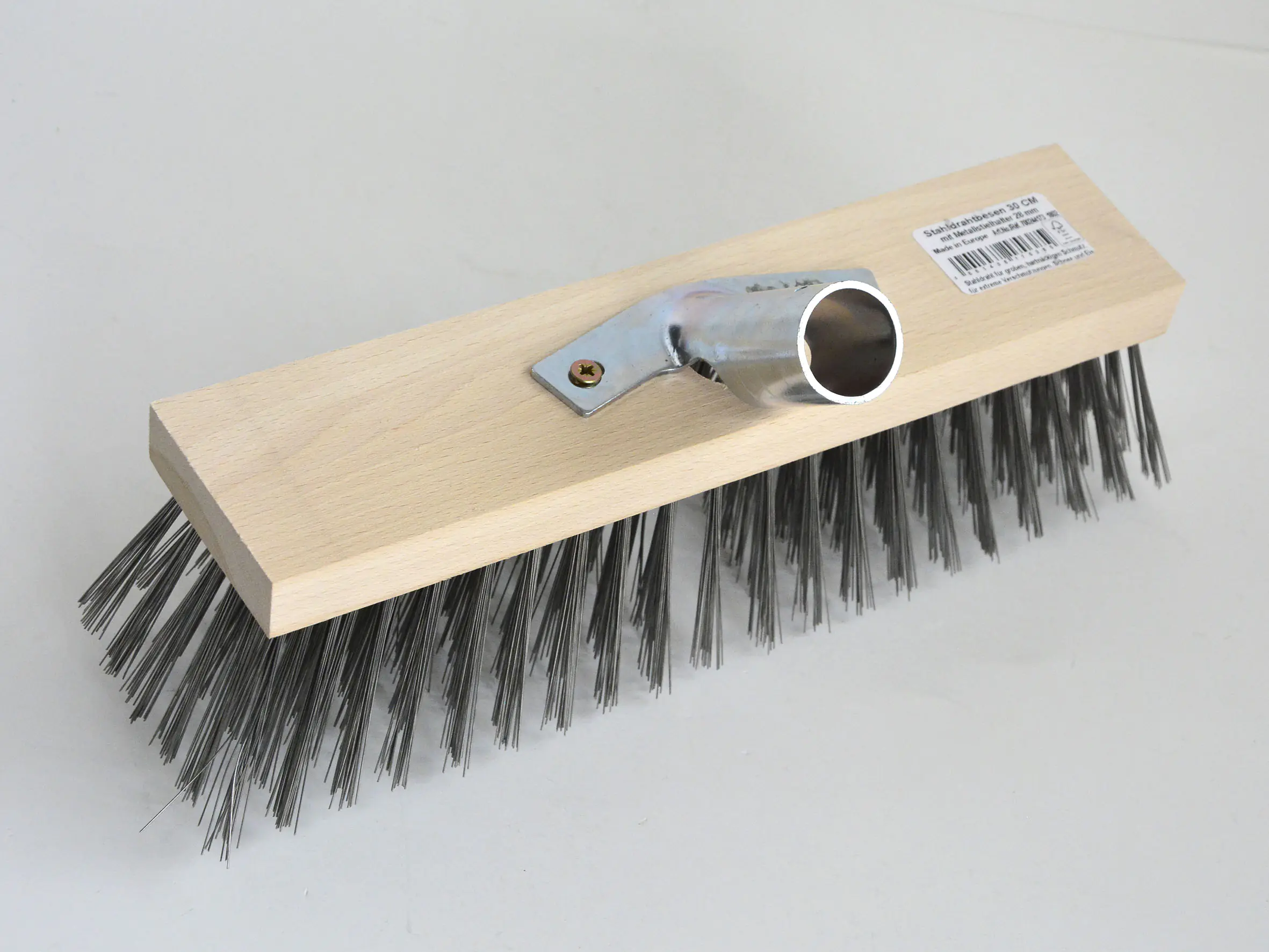 Nespoli Stahldrahtbesen 30 cm mit Metallstielhalter 28 mm 