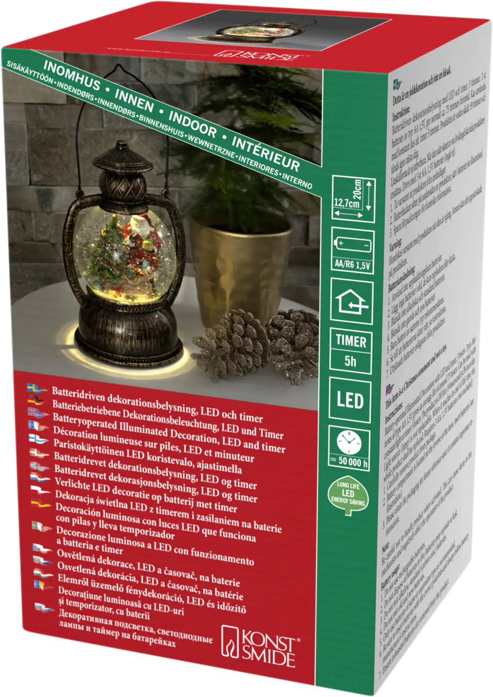 Konstsmide LED Kugellaterne Weihnachtsmann 20 x Ø 12 cm