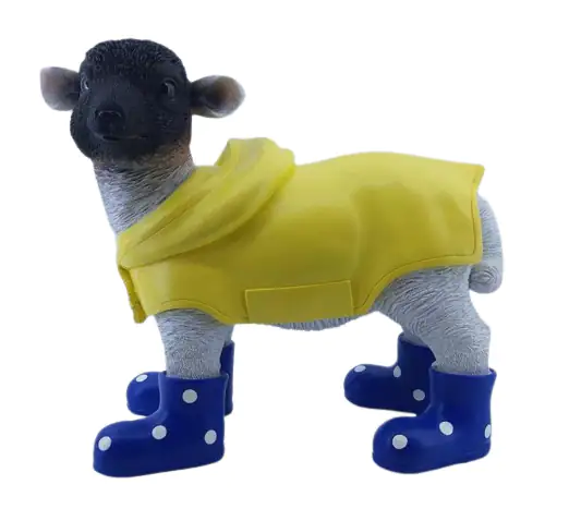 Dekofigur Lamm mit Mantel blau 32 x 20 x 40 cm