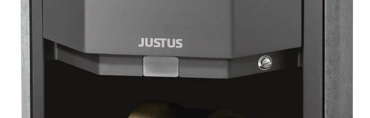 Justus Kaminofen Usedom 5 Sandstein Stahl schwarz dauerbrennend 5,5 kW