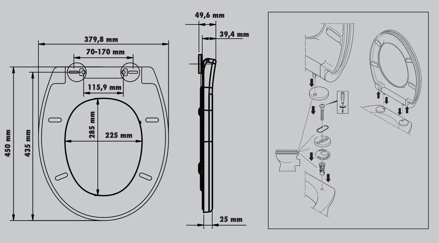 Primaster WC-Sitz mit Absenkautomatik schwarz