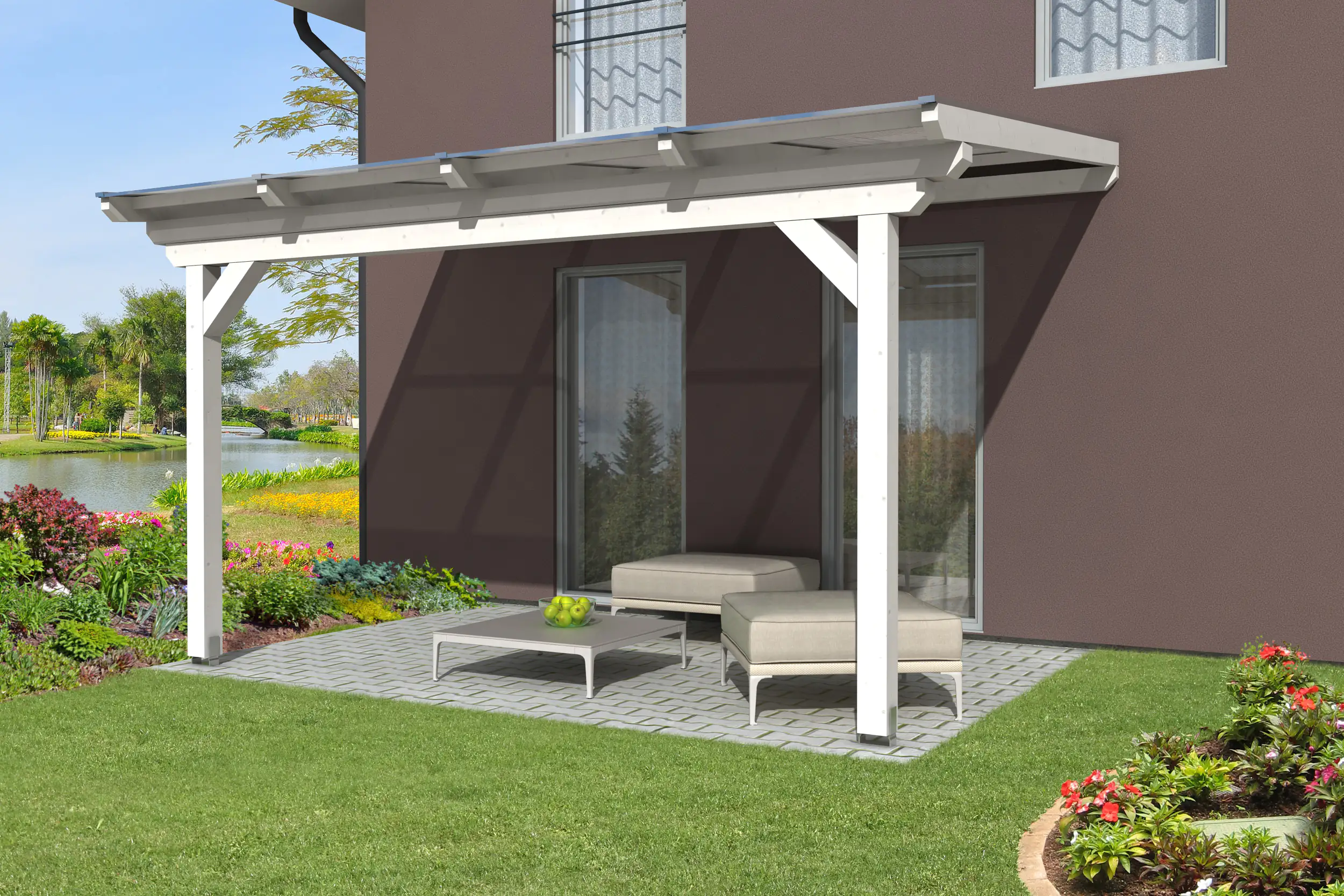 SKAN HOLZ Terrassenüberdachung Ancona 434 x 400 cm Leimholz