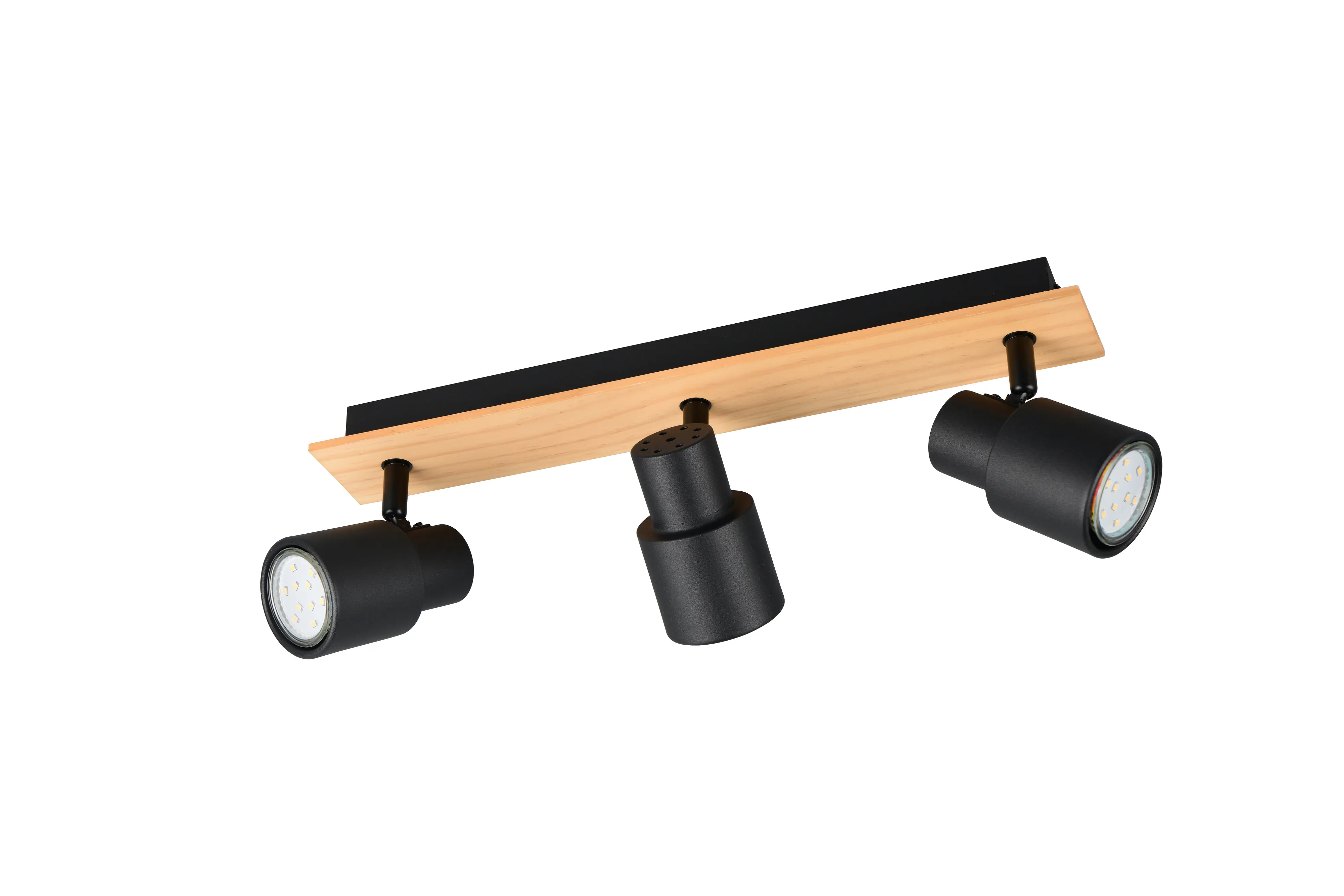 Trio LED-Deckenlampe 3er Spot Pierre 15 x 46 cm schwarz matt/natur