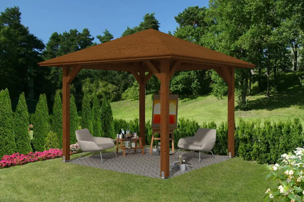 SKAN HOLZ Pavillon Cannes 1 Leimholz, lasiert in Nussbaum