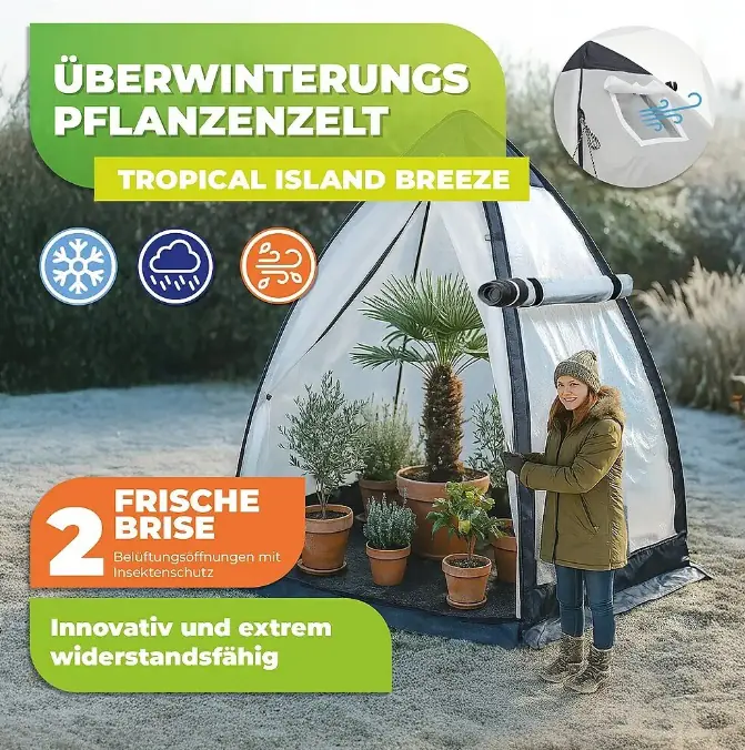 Biogreen Überwinterungszelt "Tropical Island Breeze L" für Pflanzen H 280 x Ø 340 cm