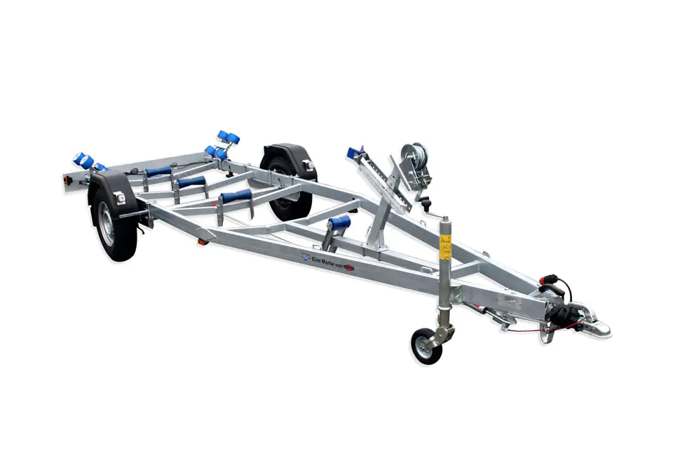 3831080199578 TPV Bootstrailer BA 1300-R mit Vierfachrollen+Radstoßdämpfer gebremst 1300kg für Bootslänge bis zu 5
