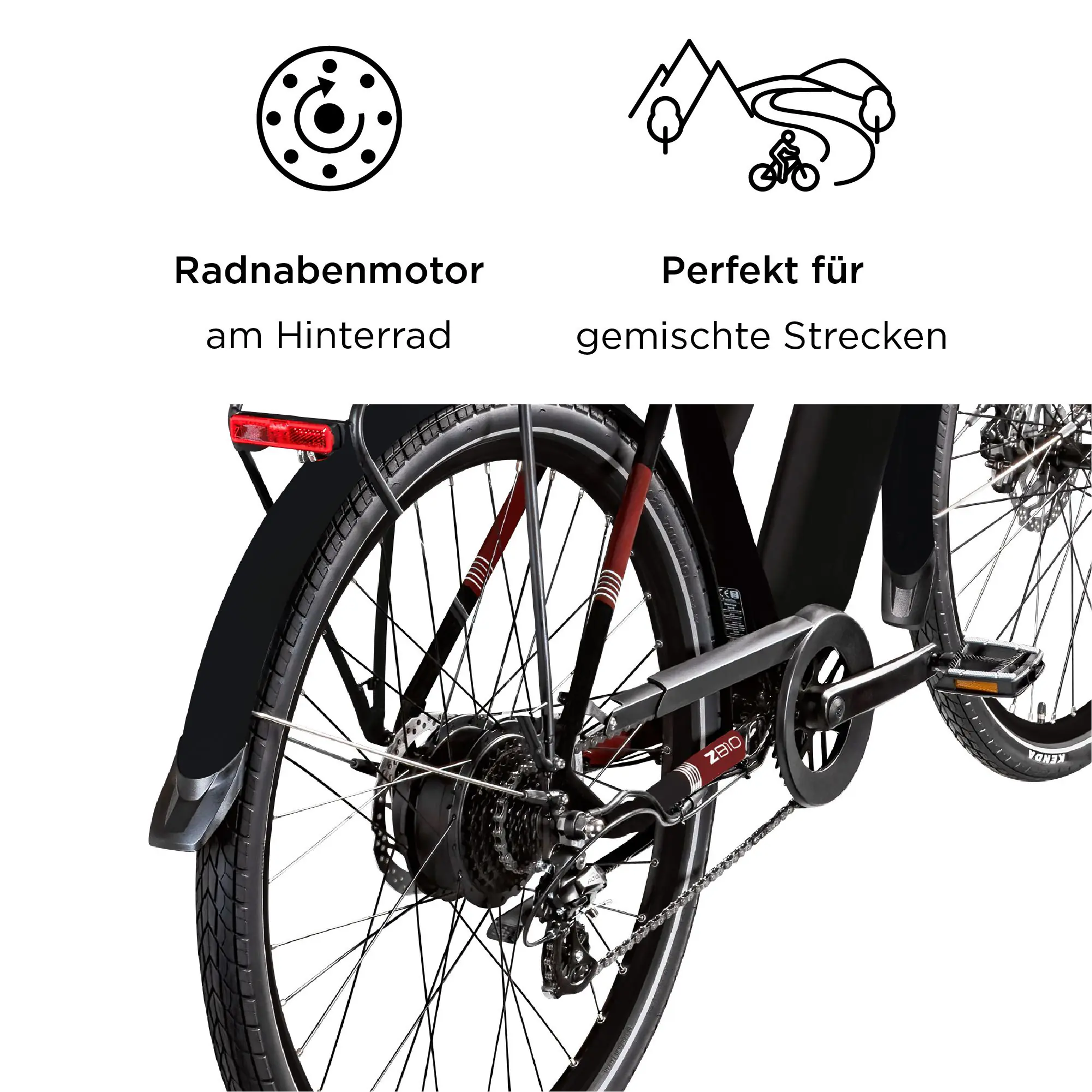 Zündapp E-Bike Z810 Trekking 28 Zoll 8-Gang 550 Wh schwarz rot 