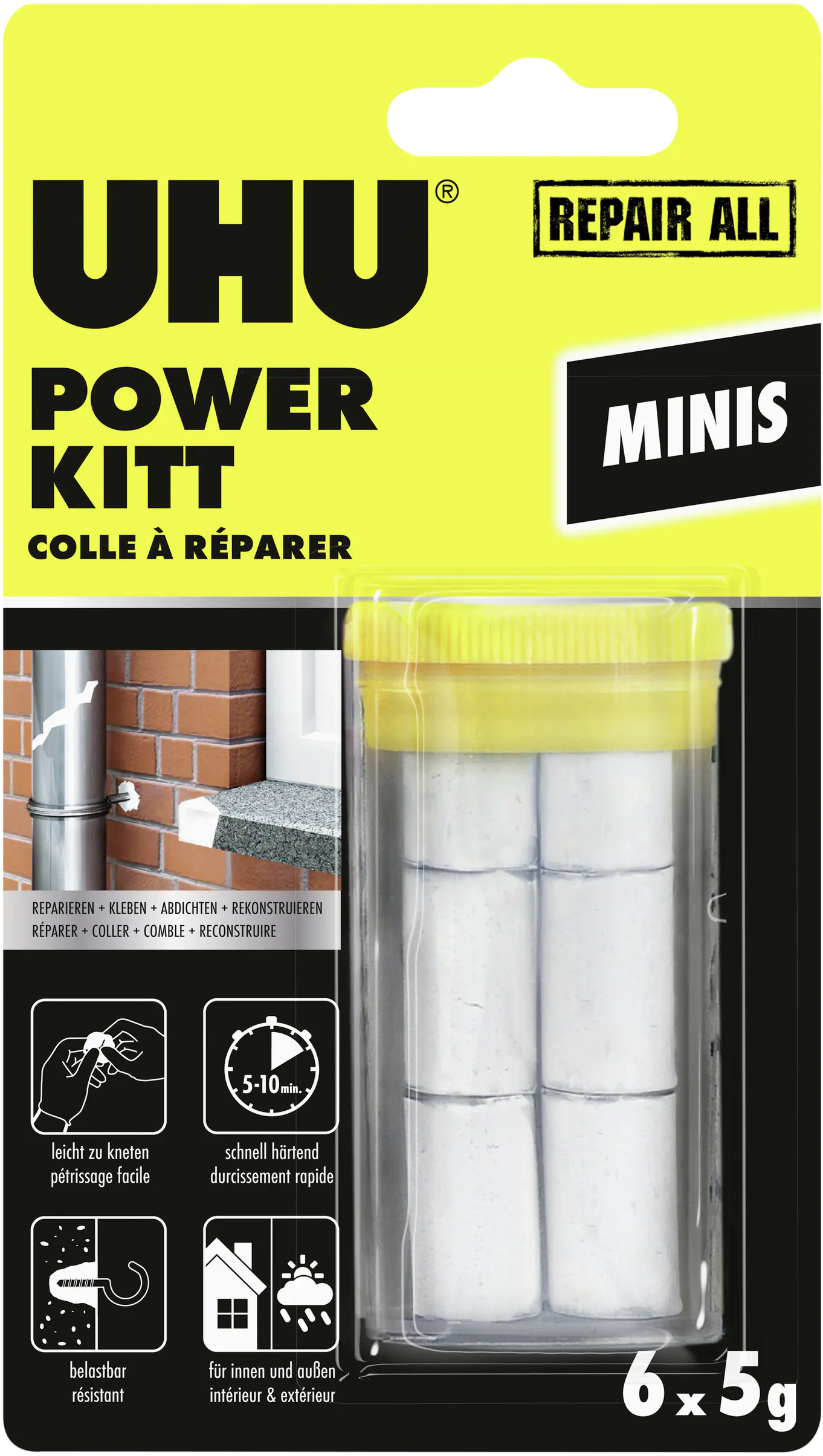 UHU Repair All Powerkitt Minis 30 g (6 x 5 g), in der praktischen Box