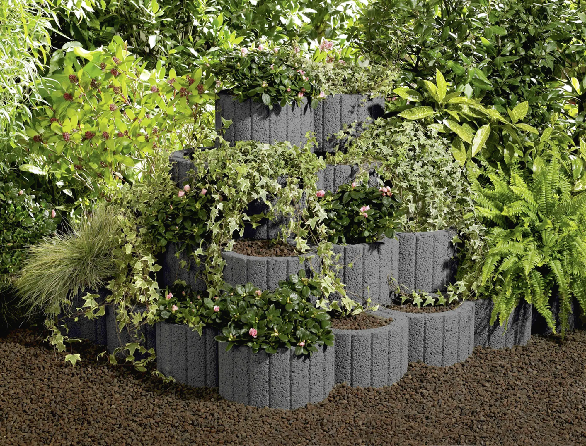 4024991316427 Kann Pflanzstein Klein 35 x 28 x 20 cm anthrazit