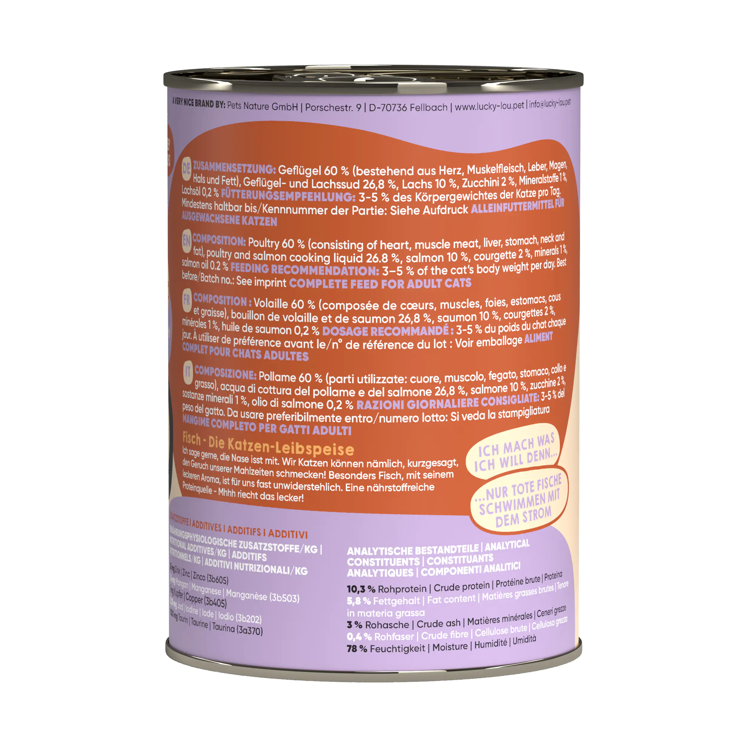 Lucky Lou Katzenfutter Geflügel und Lachs 400 g Lucky Lou Katzenfutter Geflügel und Lachs 400 g