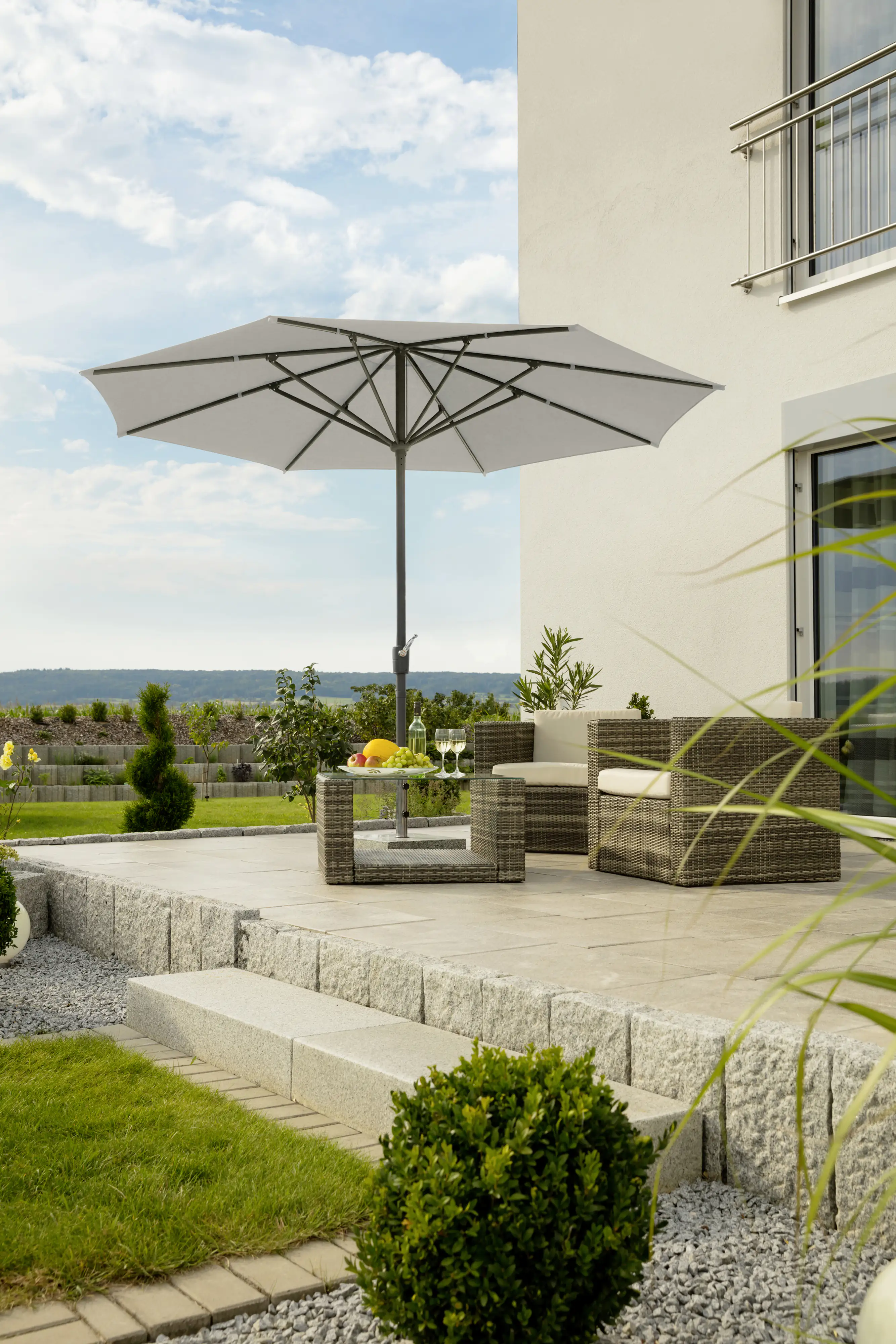 Schneider Sonnenschirm Korsika silbergrau Ø 320 cm