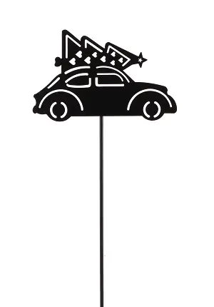 TrendLine Deko Eisen Figurenstecker Auto mit Tannenbaum 35 x 0,5 x 7,5 cm schwarz