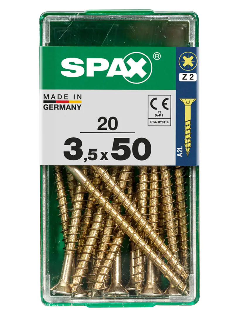 Spax Universalschrauben 3.5 x 50 mm PZ 2 - 20 Stk. Spax Universalschrauben 3.5 x 50 mm PZ 2 - 20 Stk.