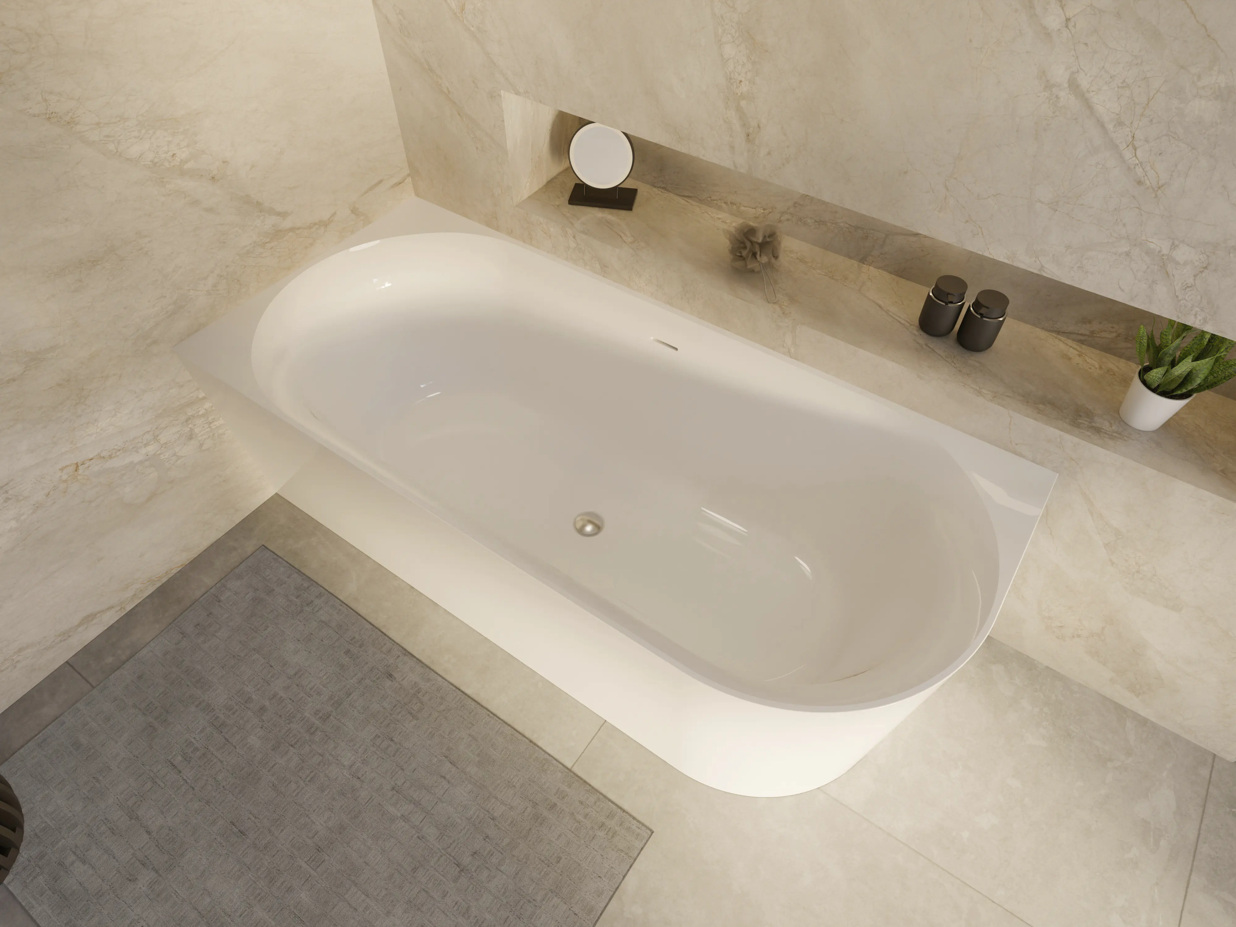Ottofond Badewanne Mince Corner rechts 170 x 75 cm weiß