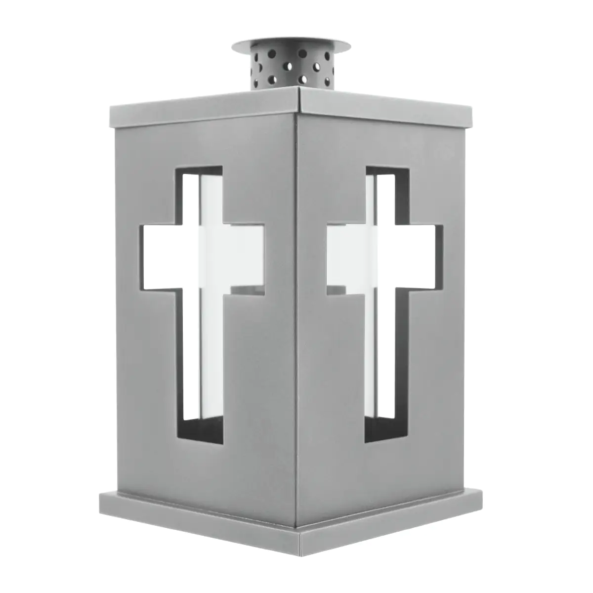 Grablaterne mit Kreuzmotiv aus Metall 13 x 21 cm silber