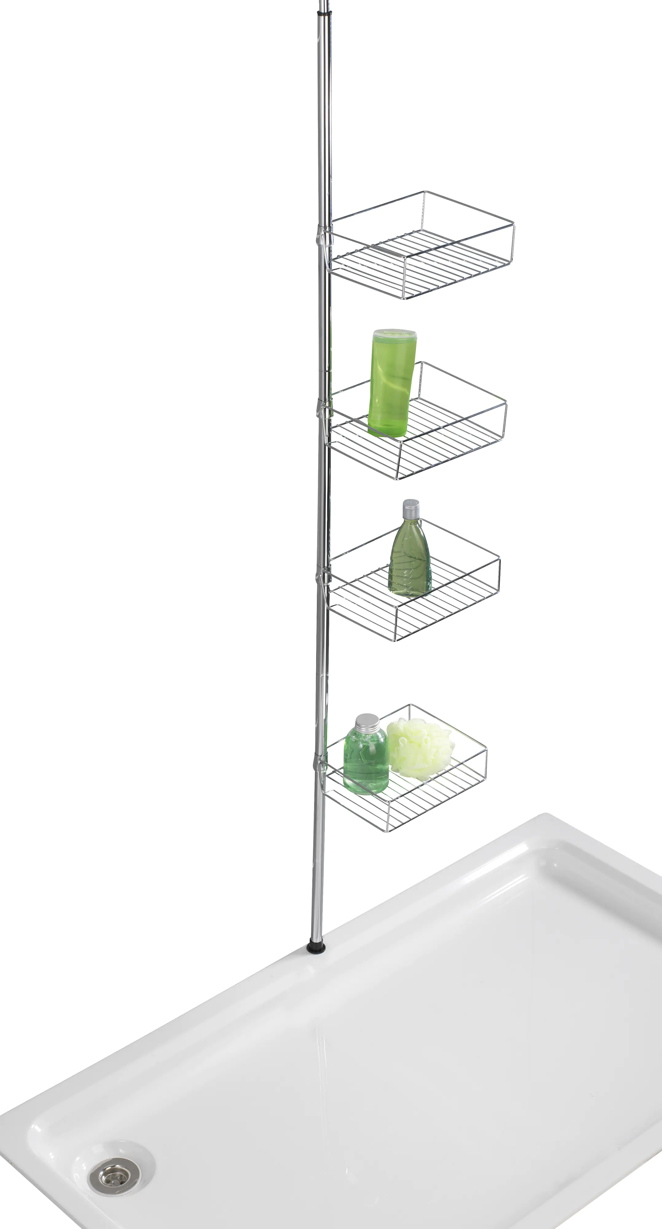Wenko Teleskop-Regal Domaso Metall, Edelstahl, silber glänzend, 4 Ablagen