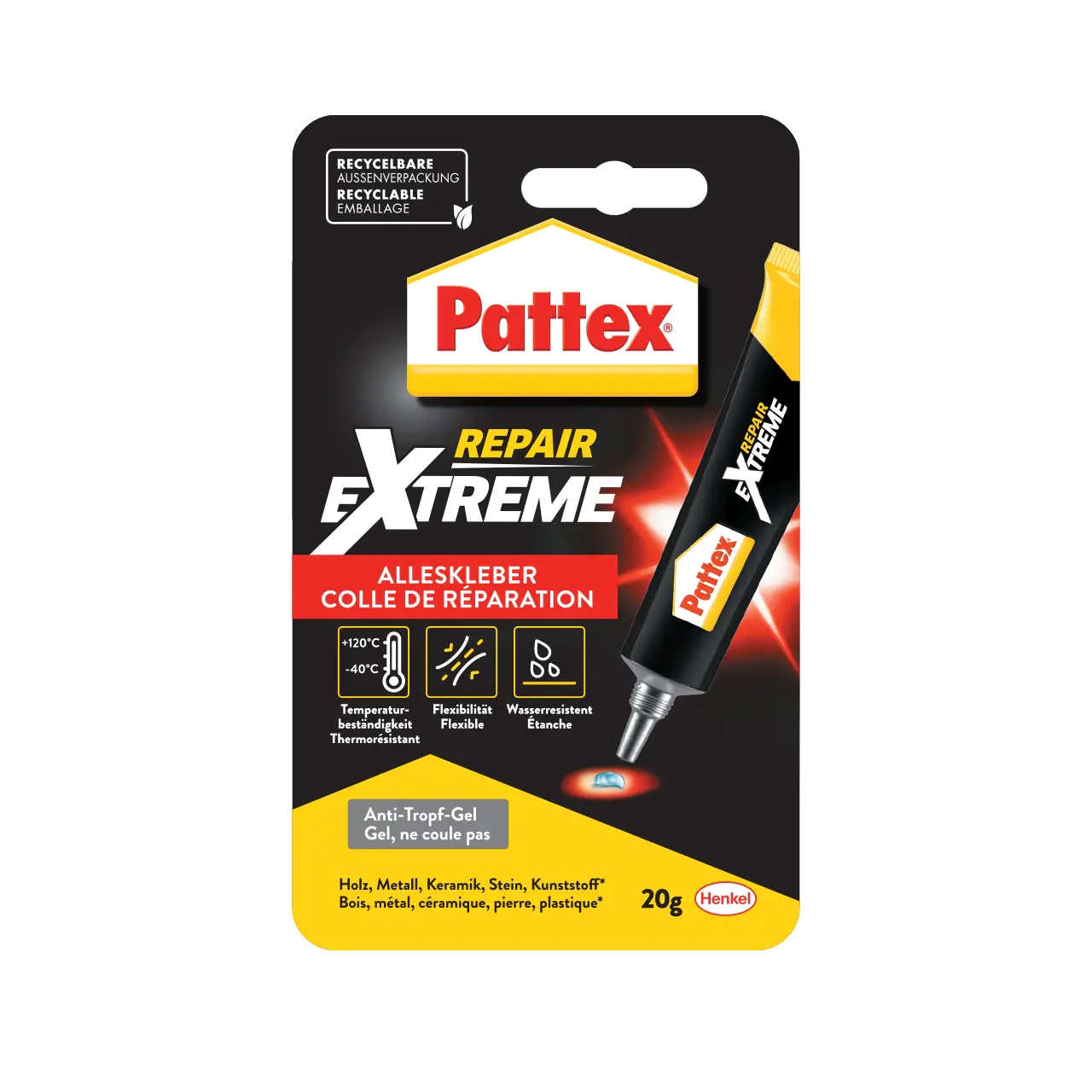 Pattex Repair Extreme Alleskleber-Gel 20 g kristallklar