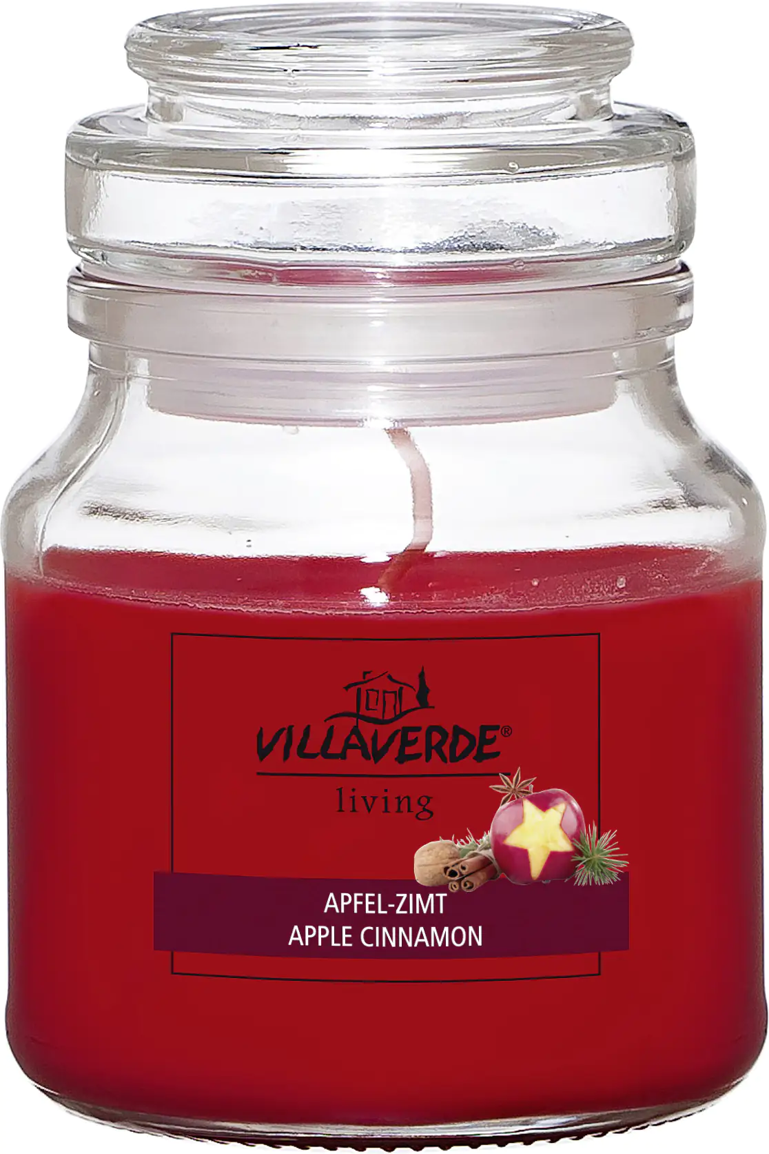 Villa Verde Duftkerze im Glas m. Deckel Apfel-Zimt, Höhe: 7,8 cm, Ø 7 cm Villa Verde Duftkerze im Glas m. Deckel Apfel-Zimt, Höhe: 7,8 cm, Ø 7 cm