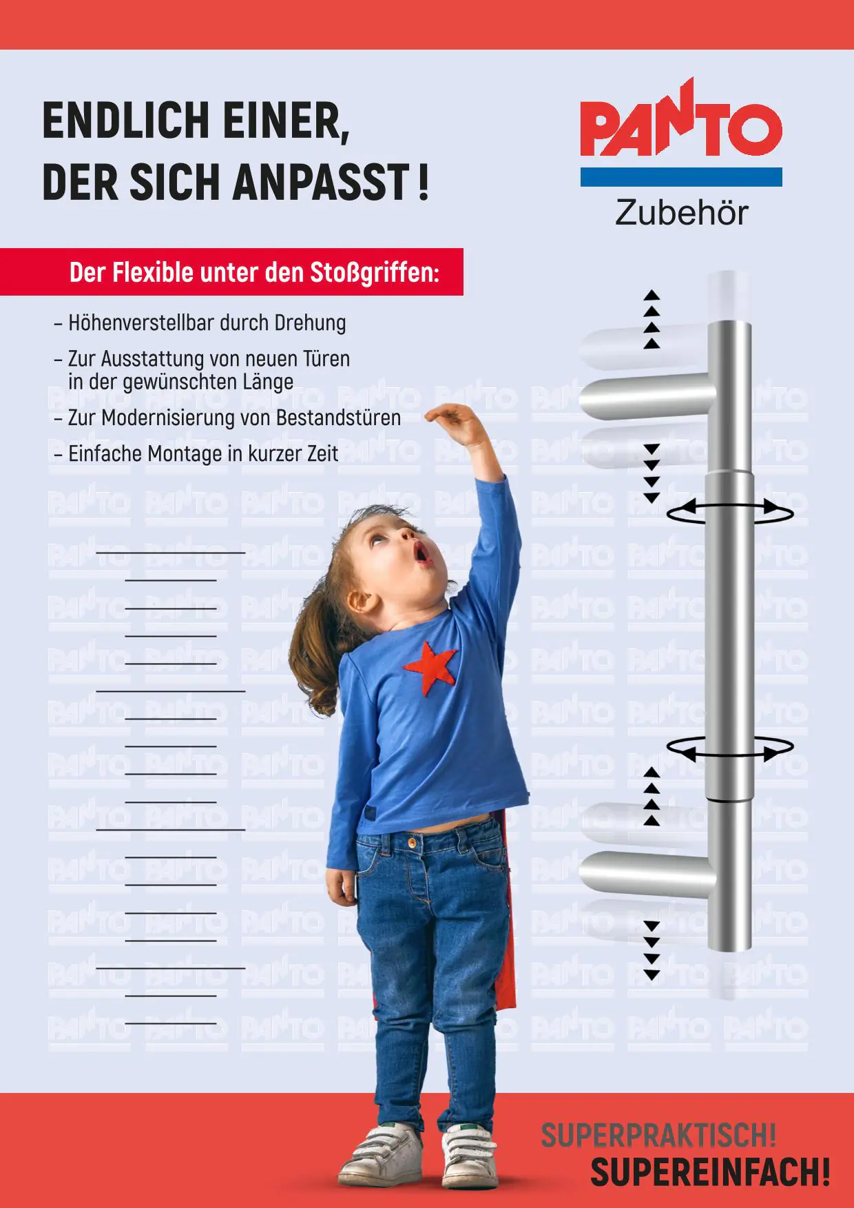 Panto Stoßgriff-Set Edelstahl 30 - 40 cm verstellbar