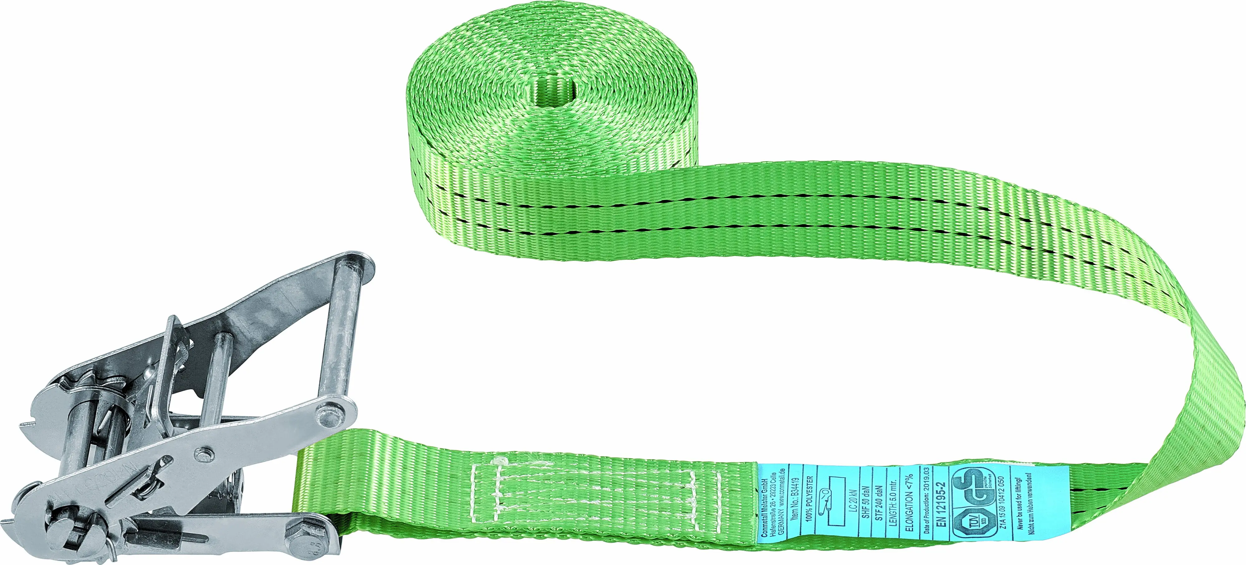 Connex Zurrgurt mit Ratsche 38 mm x 5 m grün