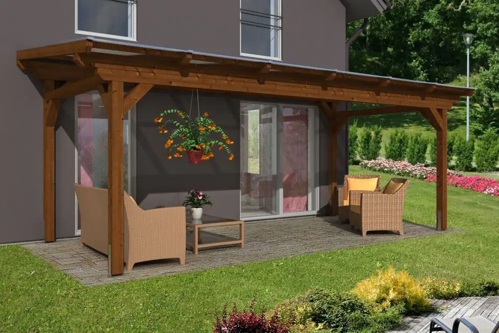 SKAN HOLZ Terrassenüberdachung Sanremo 648 x 250 cm Leimholz