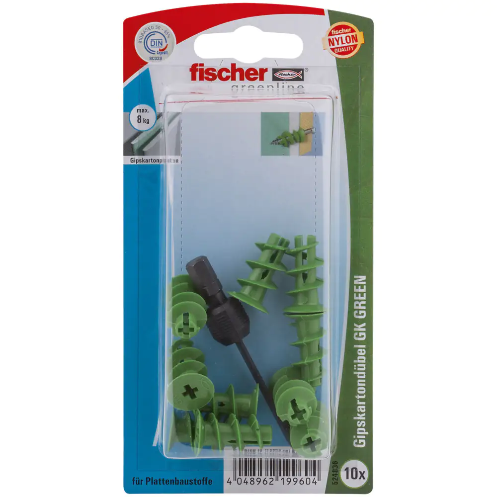 Fischer Gipskartondübel GK green 22 mm - 10 Stück
