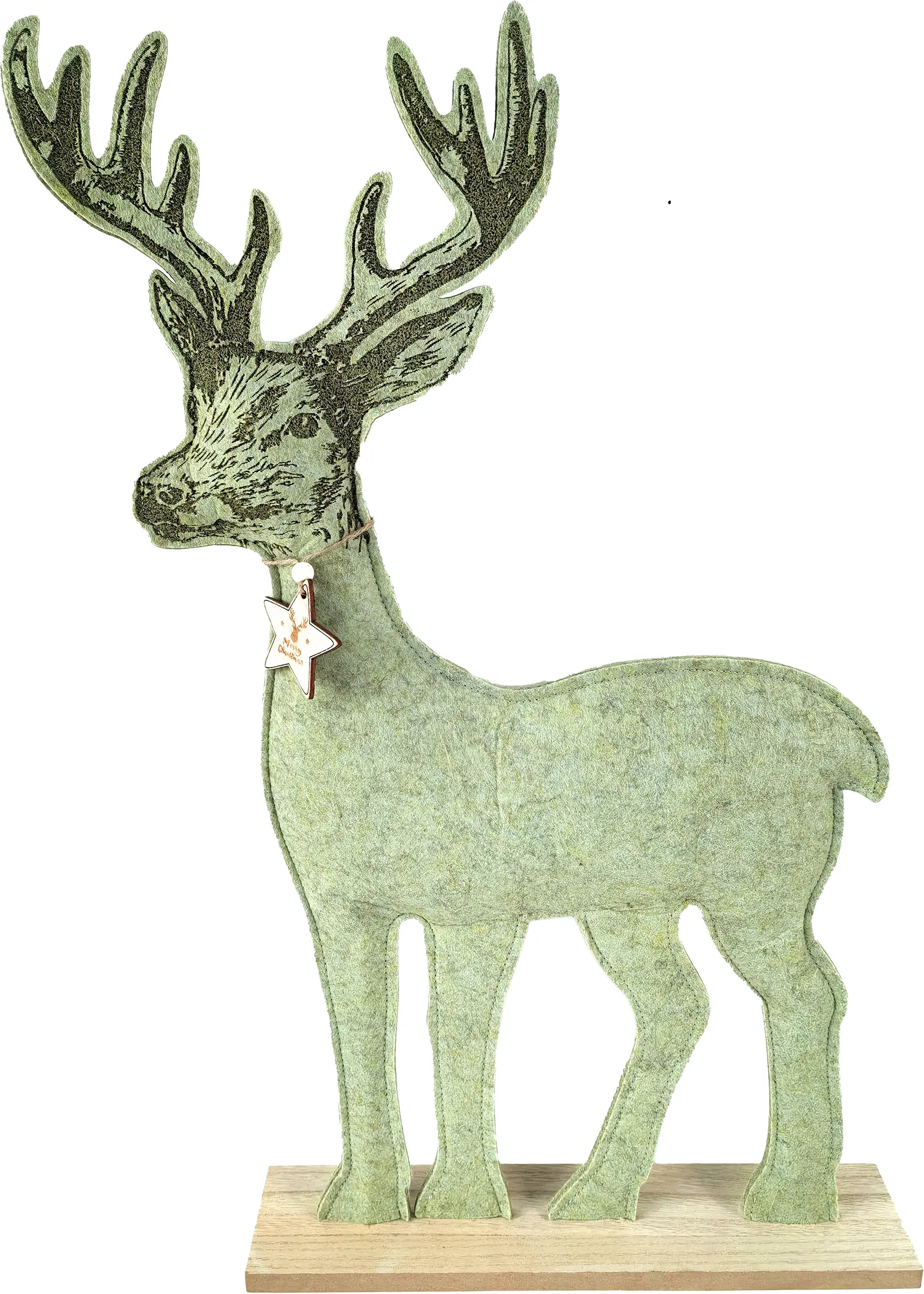 TrendLine Dekofigur Holz Hirsch 59 x 5 x 38 cm grün