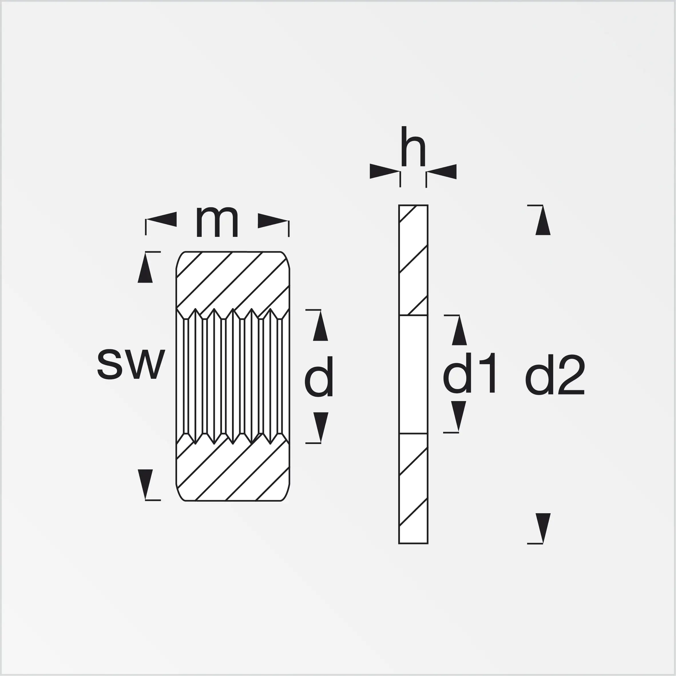 alfer Set: Sechskantmuttern mit Unterlegscheiben M10, EdelStahl roh natur