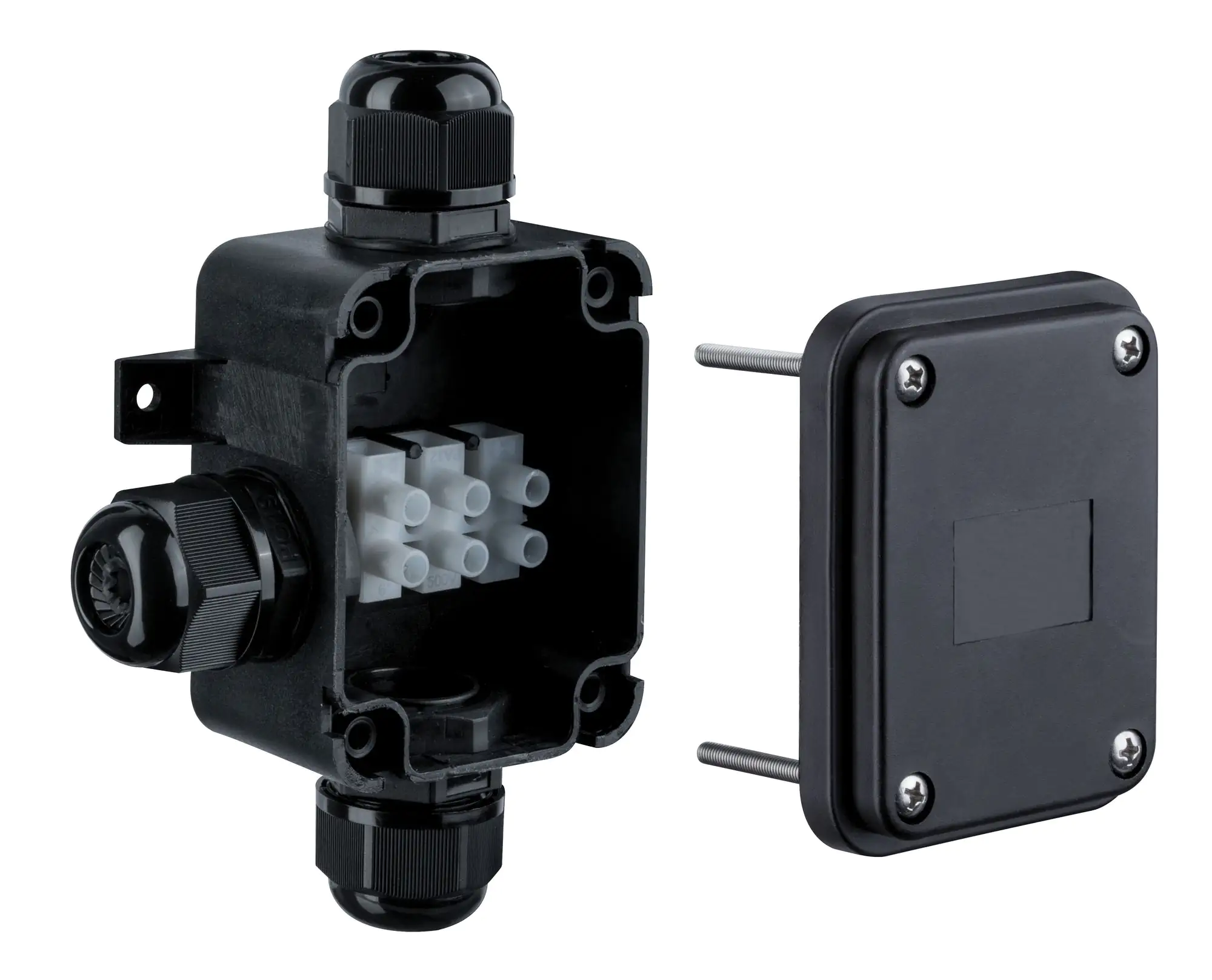 Paulmann Verbindungsbox 3-fach Schwarz für Kabeldurchmesser 12 - 15mm