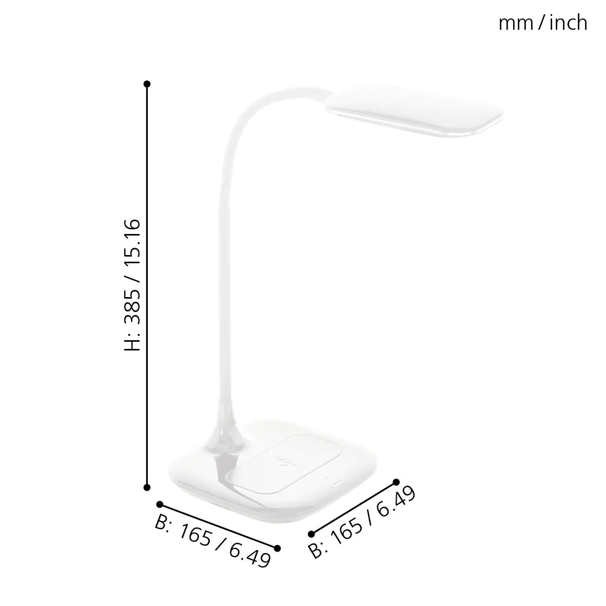 Eglo LED Tischleuchte Masserie weiß 38,5 x 16,5 cm mit QI-Charger