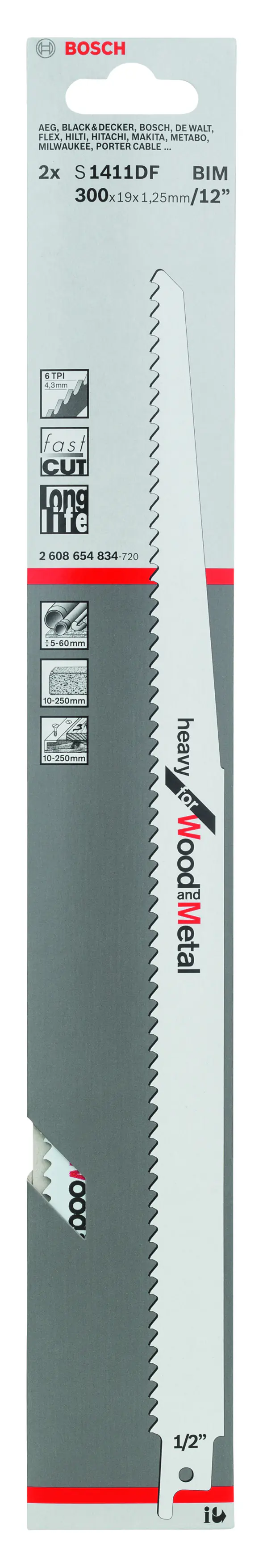 Bosch Säbelsägeblatt S 1411 DF Heavy for Wood and Metal 2 Stück Bosch Säbelsägeblatt S 1411 DF Heavy for Wood and Metal 2 Stück