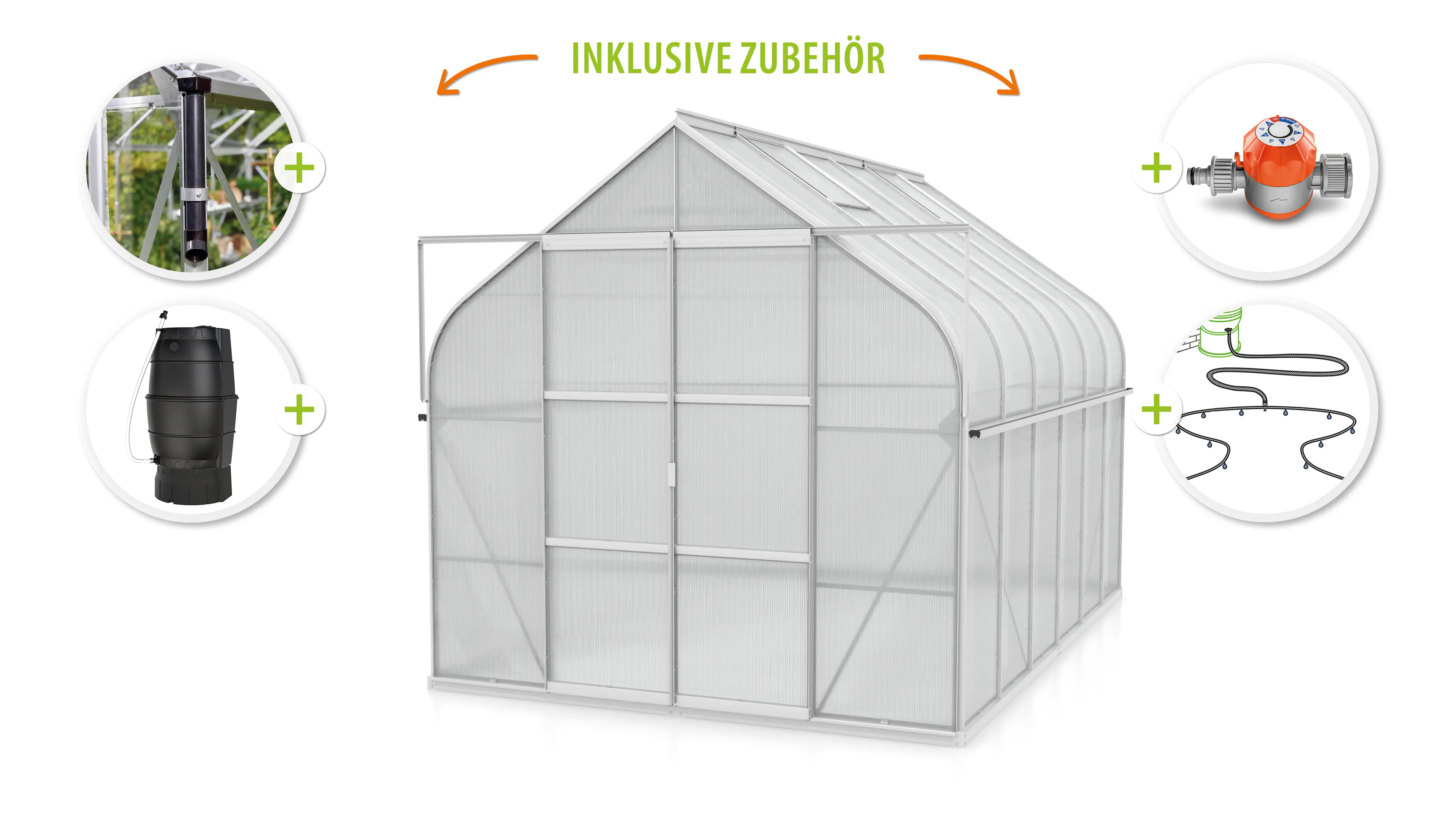 Vitavia Gewächshaus-Set Dione 9900 HKP 4 mm alu 254 x 378 cm 