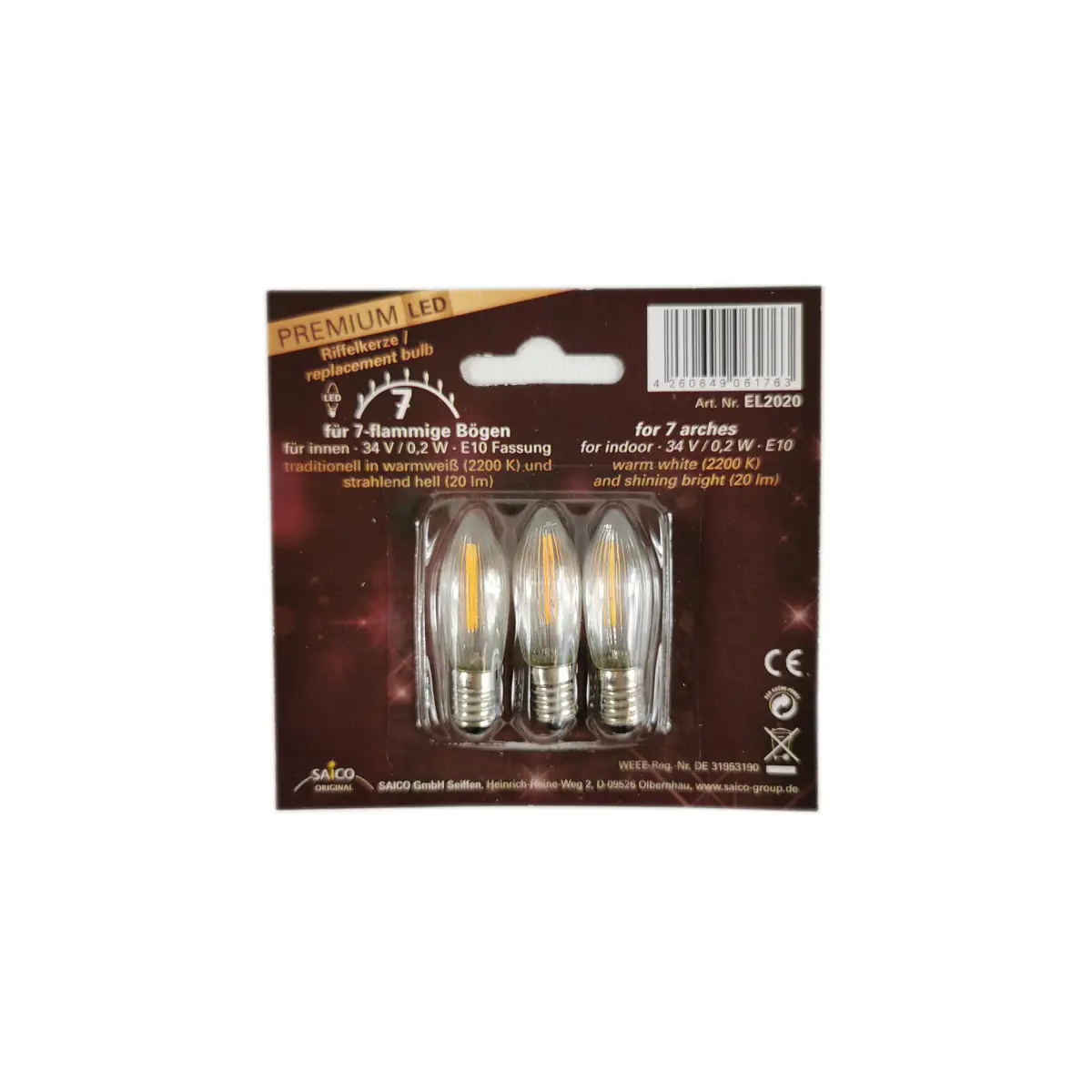 Saico LED-Ersatzlampe, E 10, 34 V, 0,2 W Saico LED-Ersatzlampe, E 10, 34 V, 0,2 W