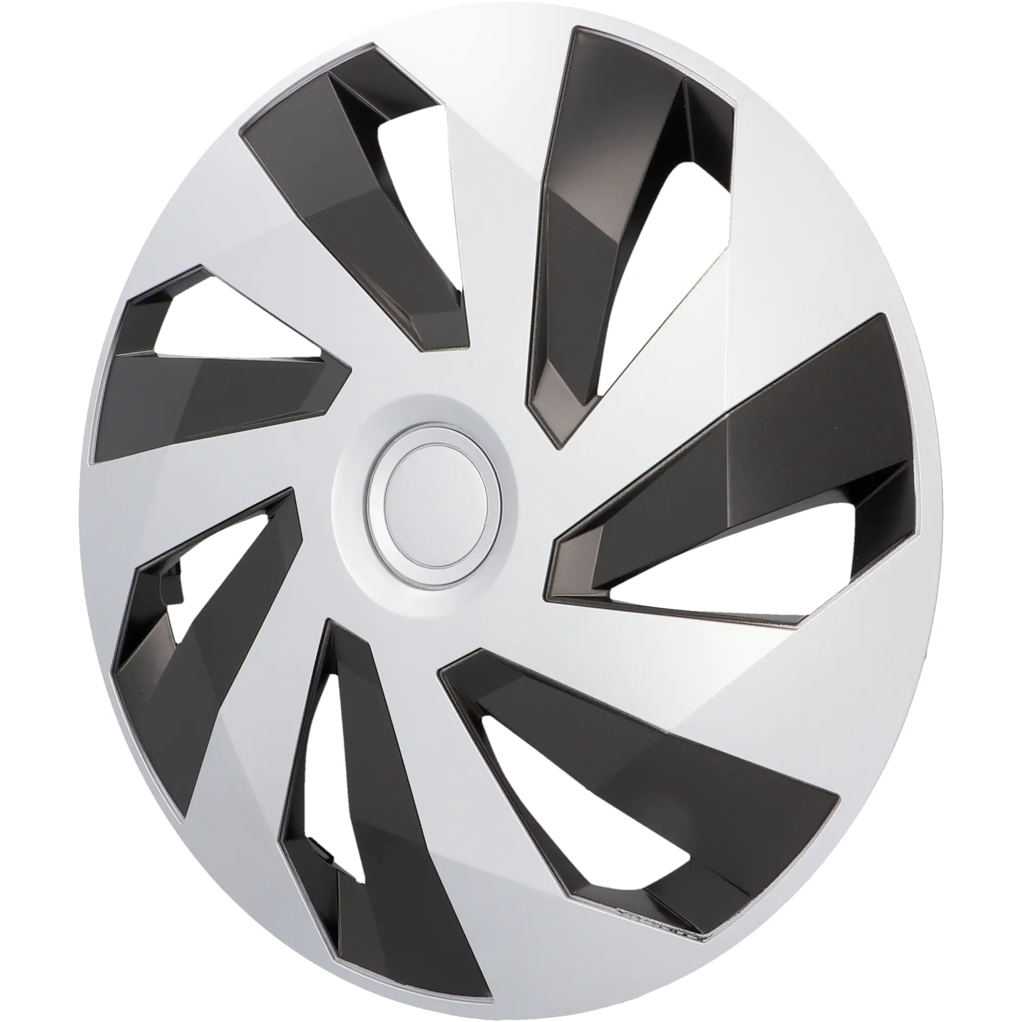 Cartrend Radzierblenden Flow 38 cm (15 Zoll) silber schwarz 4 Stück