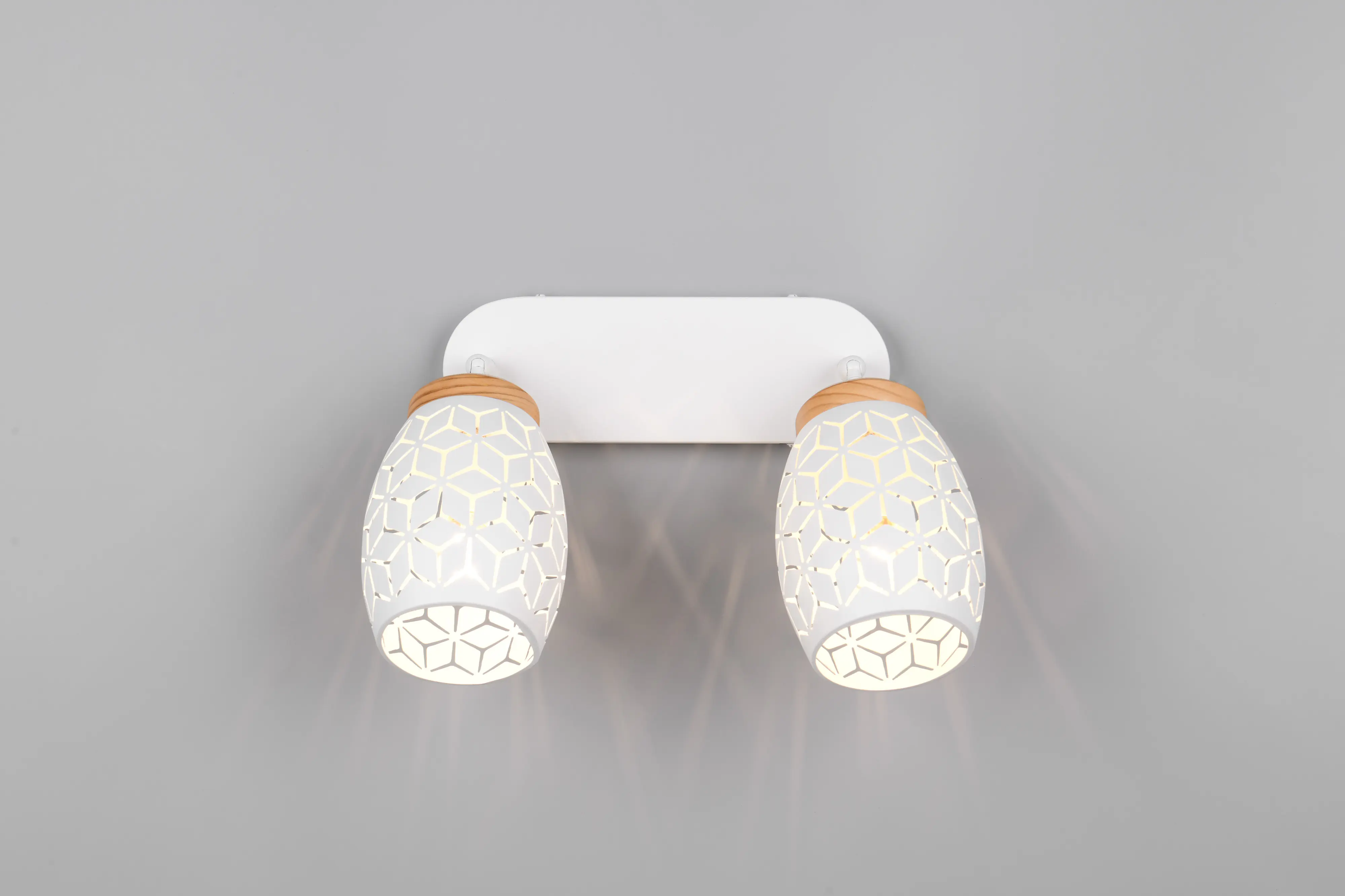 Trio LED-Deckenlampe 2er Spot Bidar 27 x 28 cm weiß matt/natur