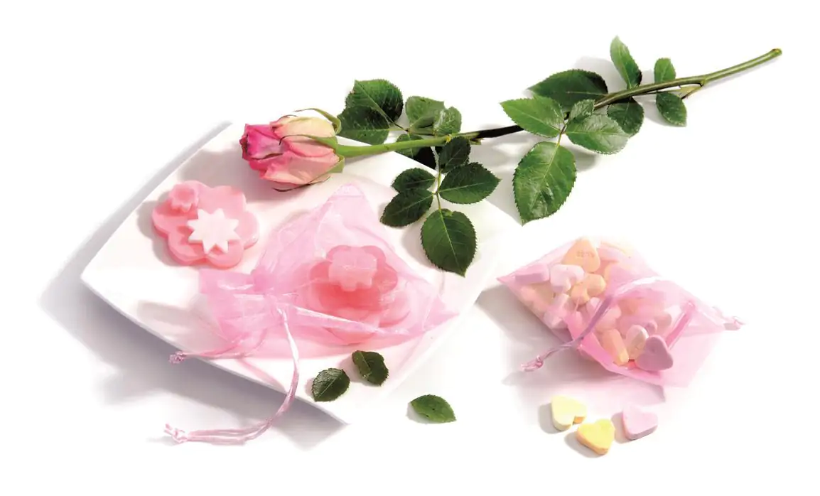 7610877549217_1835901 Glorex Organzasäckchen rosa, 8 x 10 cm, 6 Stück