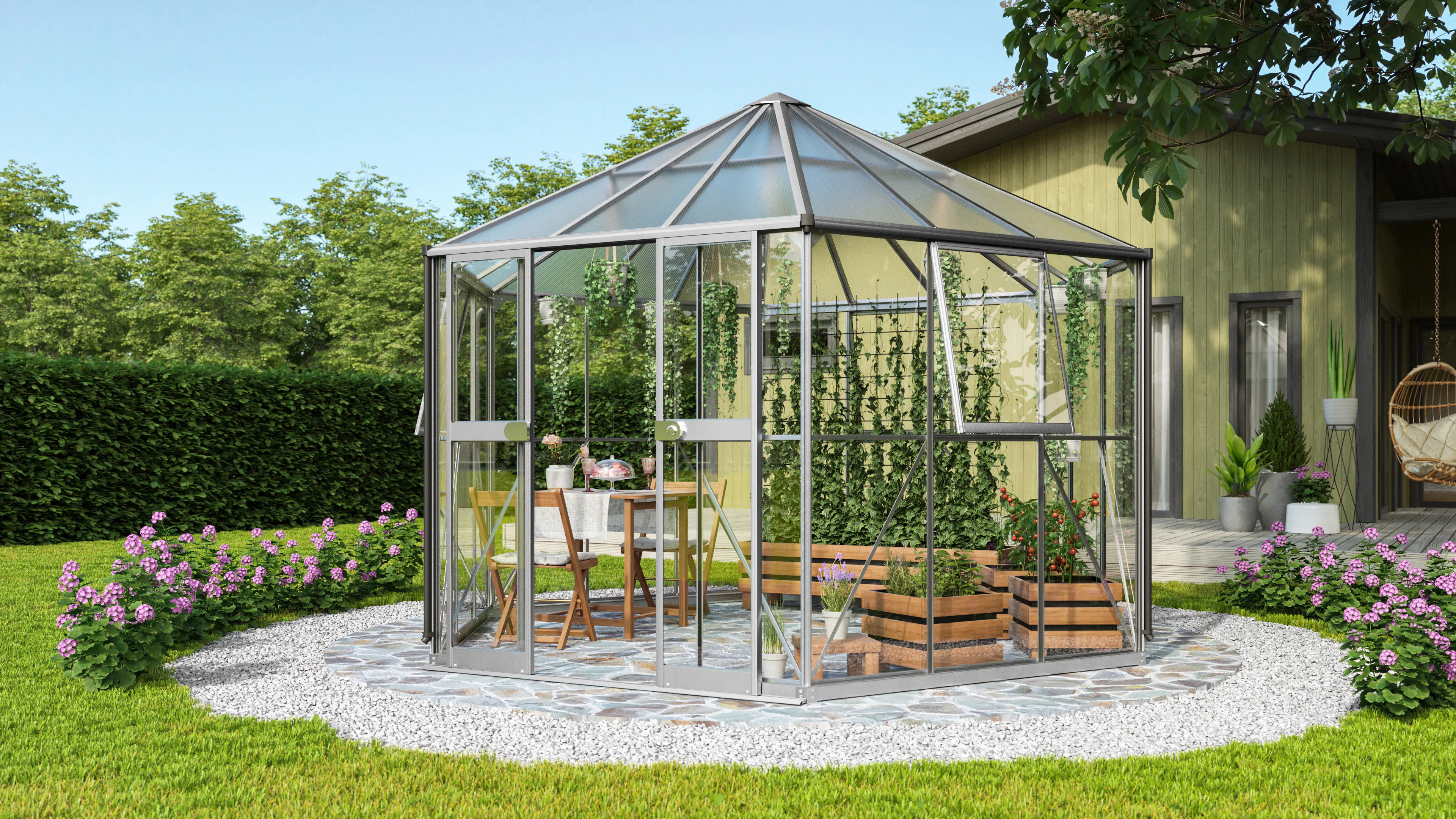 Vitavia Gewächshaus Pi 9000 383 x 333 cm 3 mm Sicherheitsglas