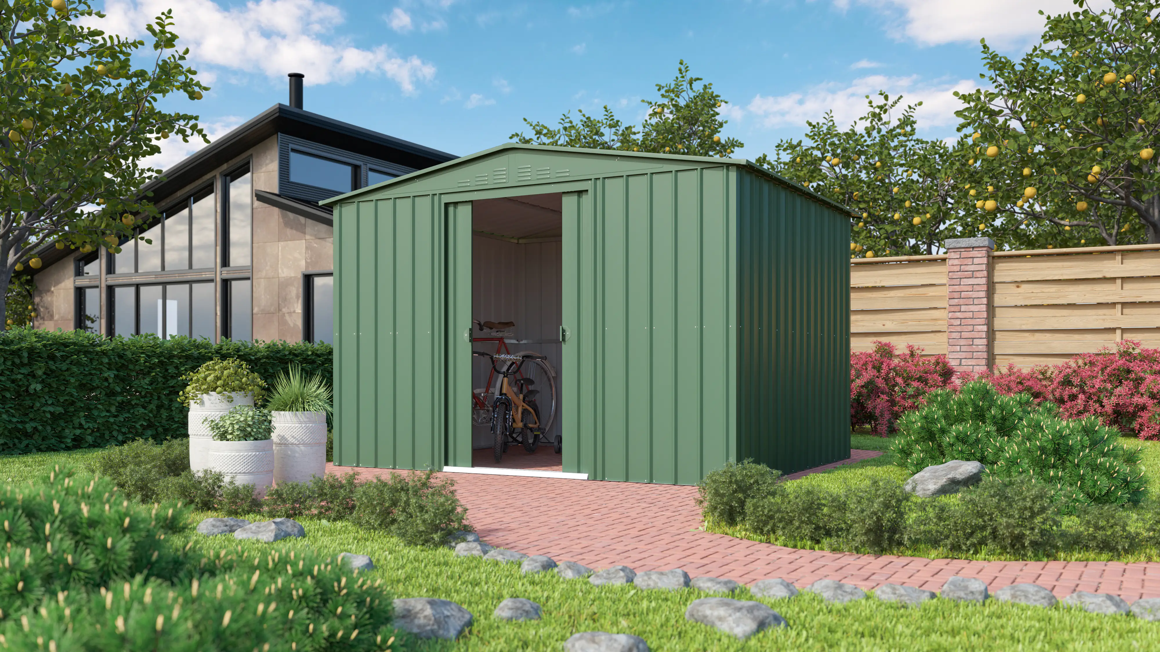 Globel Metallerätehaus Dream 1010 308 x 309 x 202 cm jade