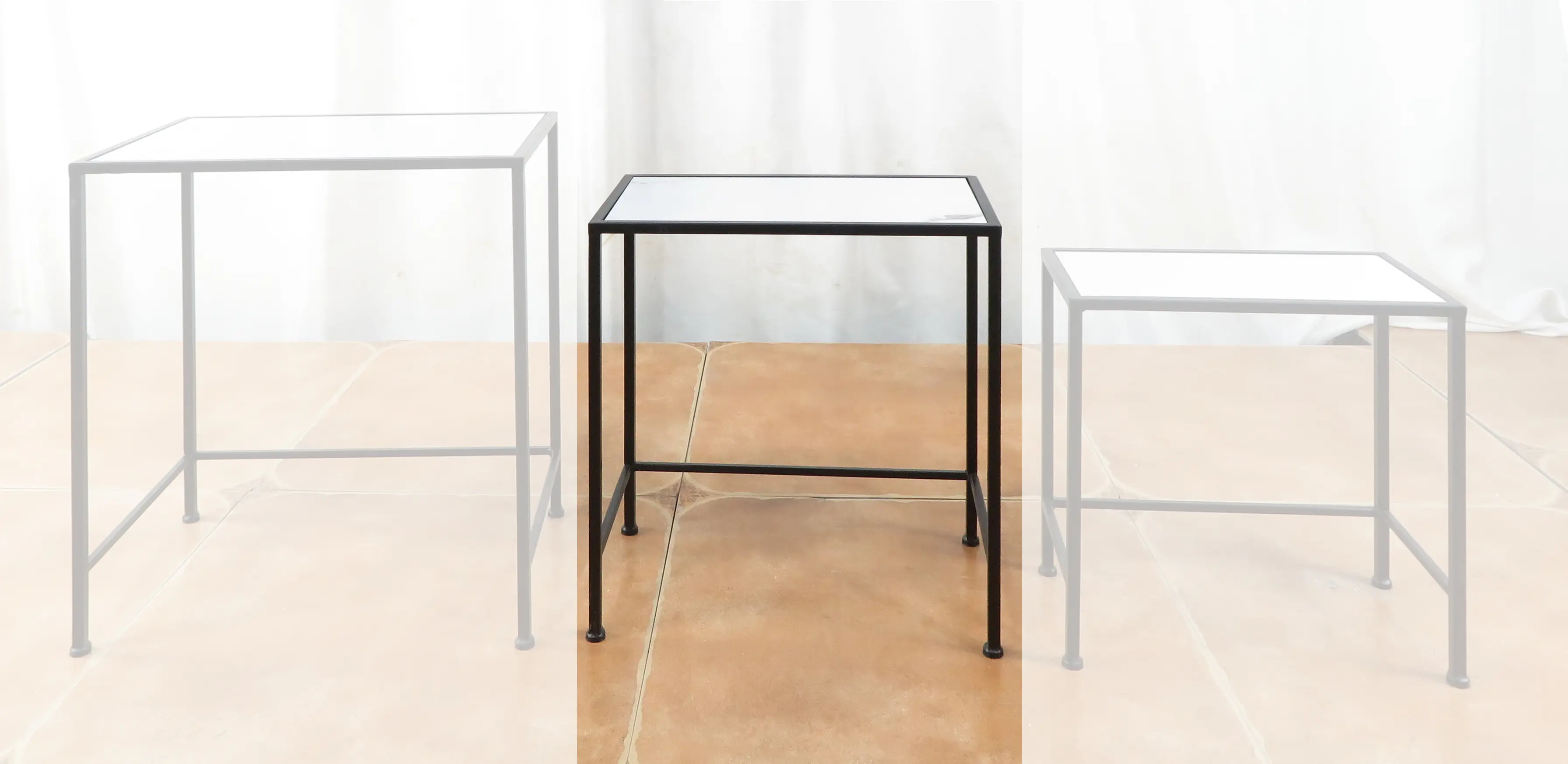 TrendLine Beistelltisch Marmoroptik Metall 50 x 45 x 25 cm schwarz matt 