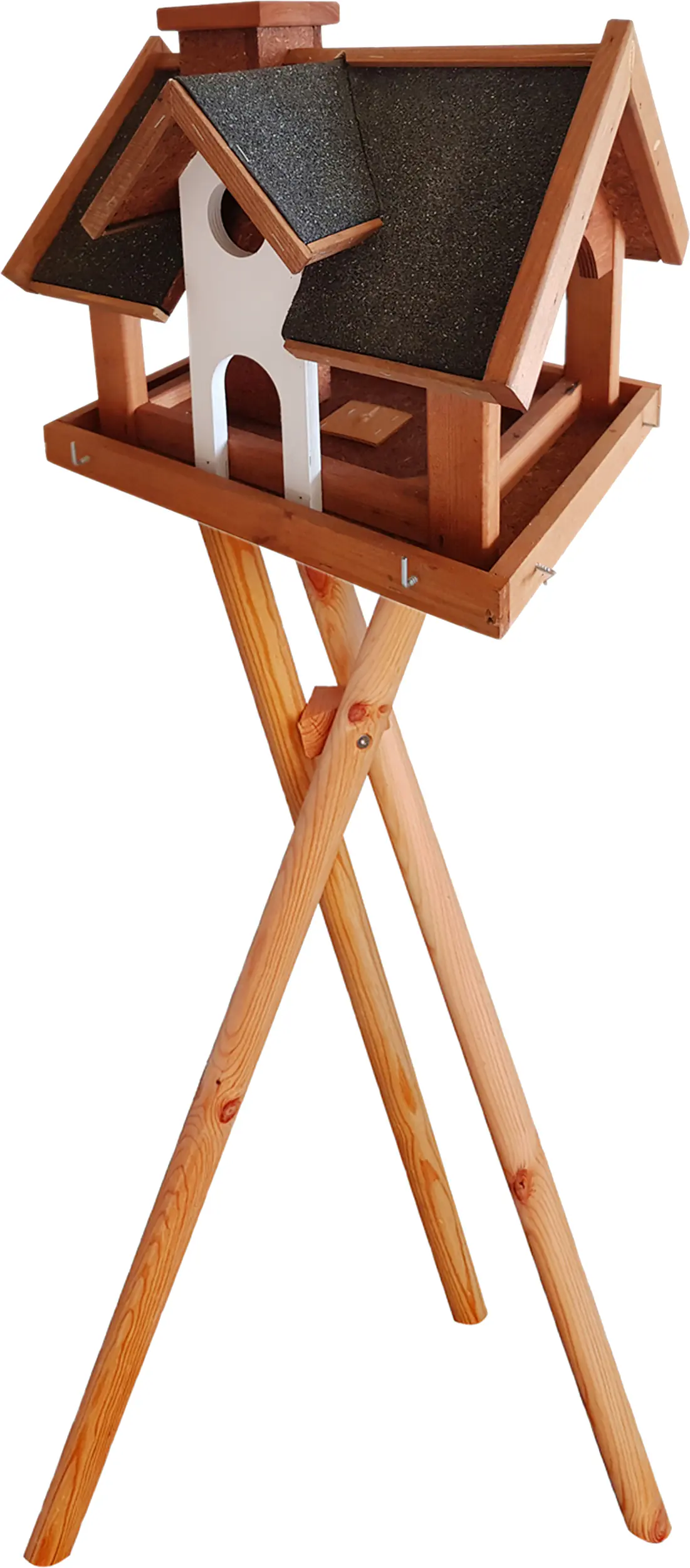 Vogelhaus massiv mit 3-Bein Ständer LxBxH: 34x33x40 cm