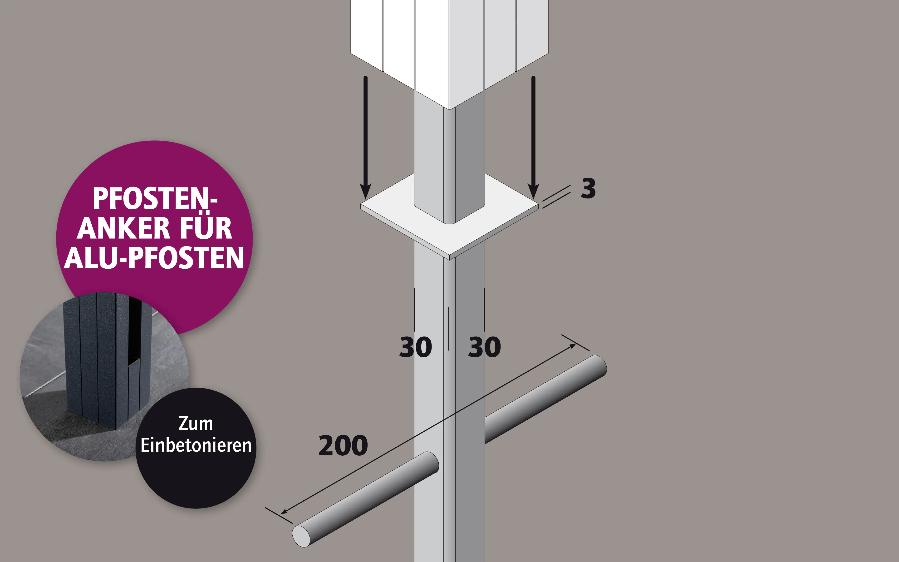 Ambiente Pfosten-Anker zum Einbetonieren
