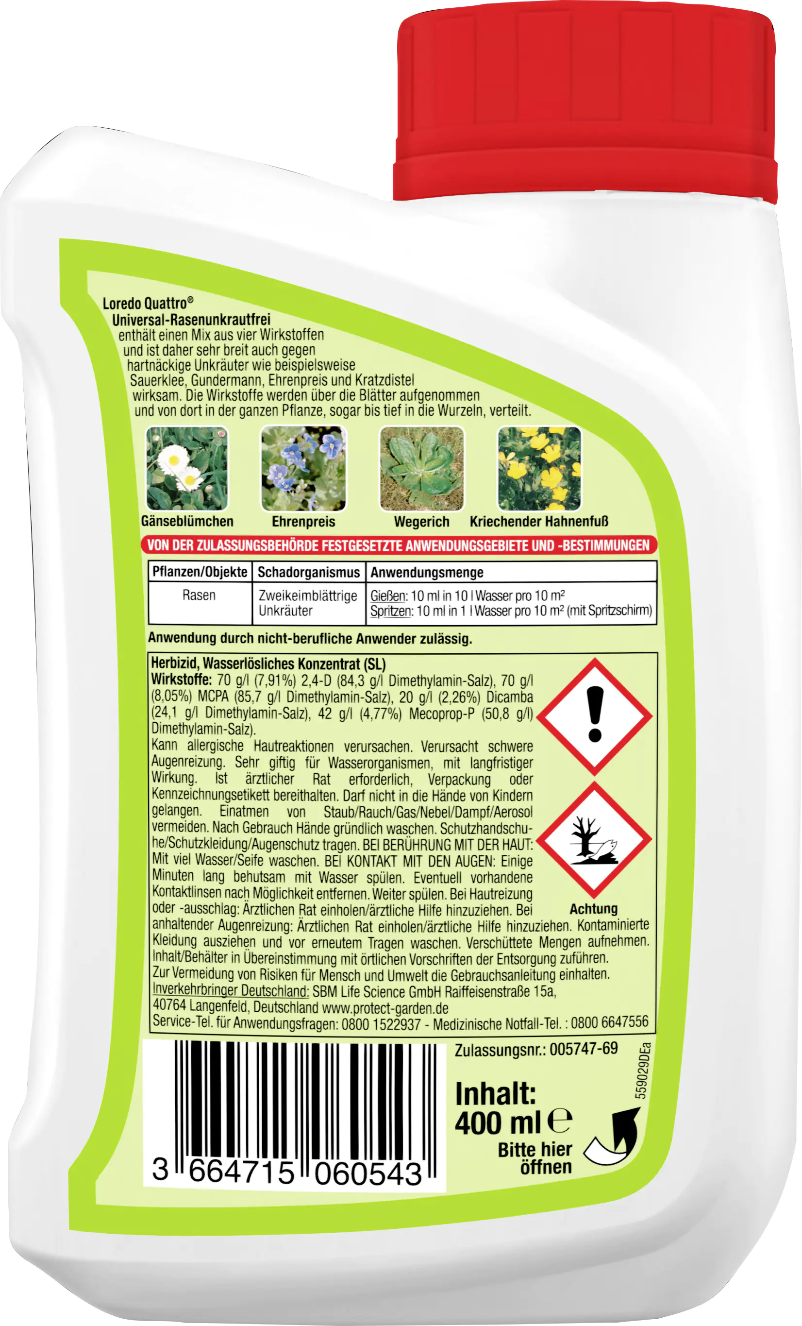 Protect Garden Loredo Quattro Universal Rasenunkrautfrei 400 ml