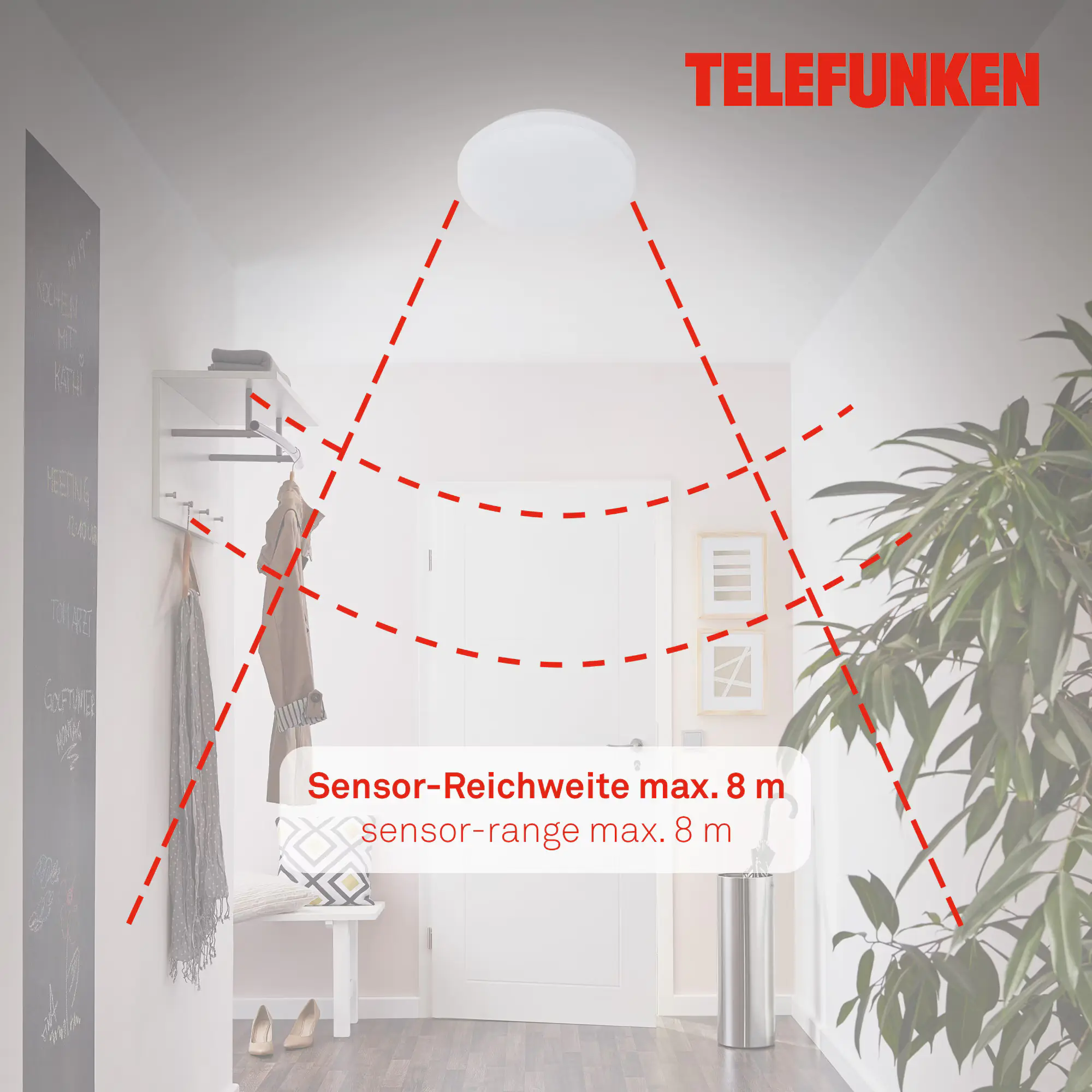 Telefunken LED Deckenleuchte 12W mit Bewegungsmelder weiß 29x29 cm