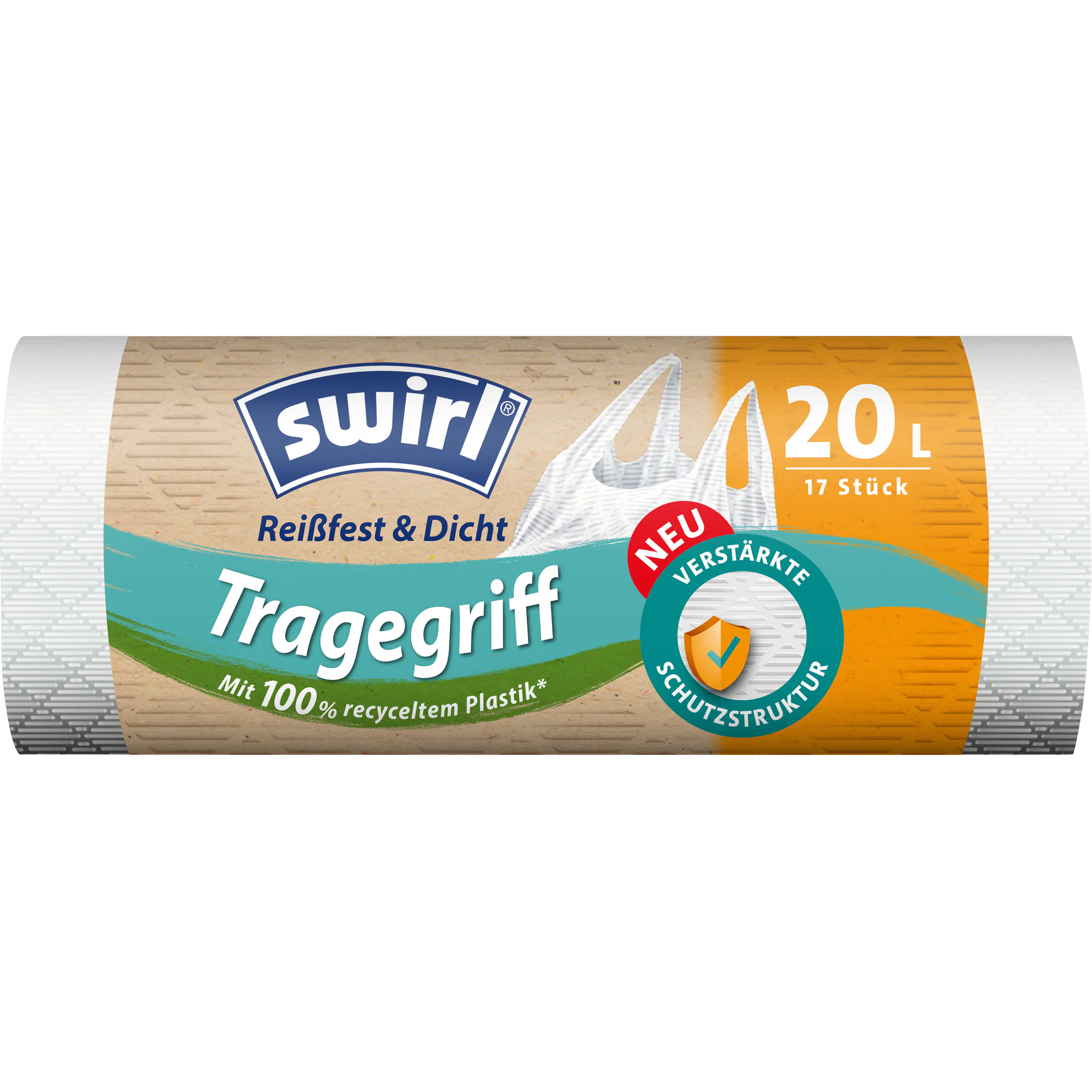 Swirl® Müllbeutel mit Tragegriff Reißfest & Dicht 20 L 17 Stück